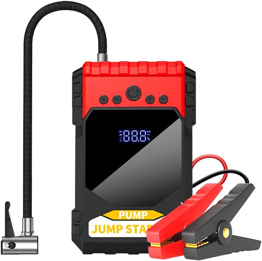 Multifunctional Jump ter with Air Compressor 1000A Peaks Battery Boosters Power Pack (Up to 5.0L Gasoline or 3.0L Dils Engines) with 150PSI Digital Tire Inflator LED Dual USB Output