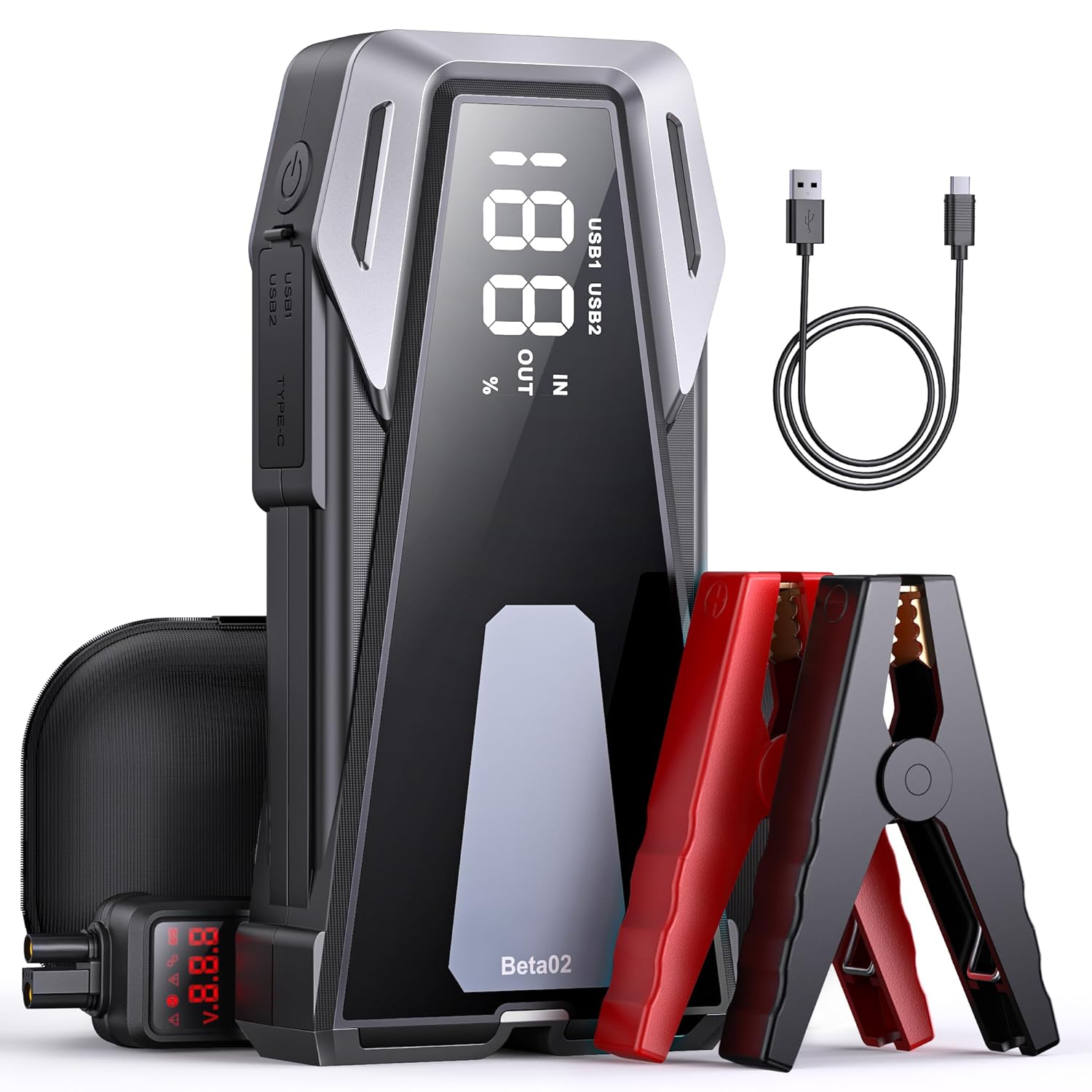 Portable Car Battery Jump Starter 6000A 21800mAh, Car Battery Jumper Starter Portable Jumper Cables for car(8.5L Gas/8.0L Diesel),Jump Box with USB Quick Charge, Lights, Compact