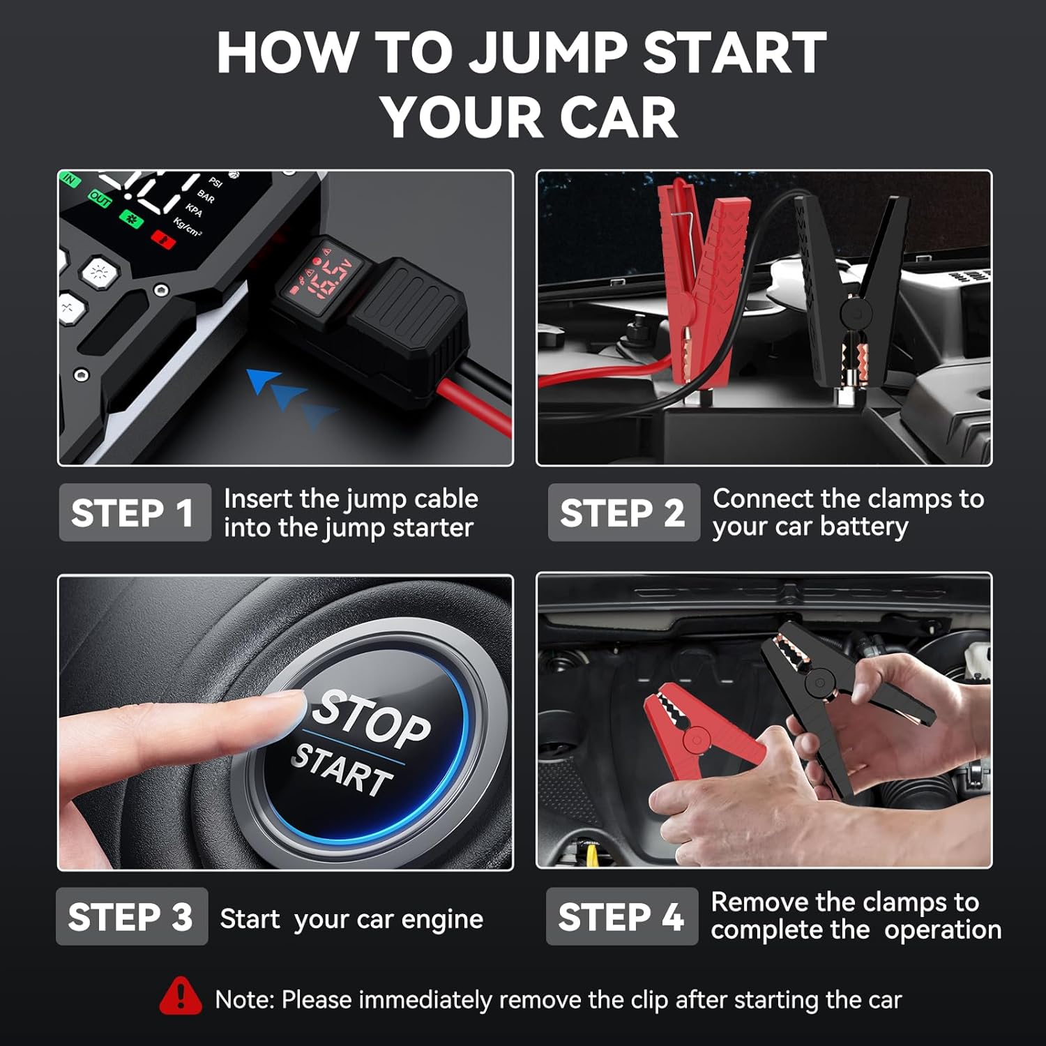 Portable Car Jump Starter with Air Compressor, ACEZUK 150PSI 7000A Jump Starter (All Gas/10.0L Diesel), 12V Battery Jump Box Car Battery Jumper Starter with 3.4 LCD Display, 2 Lights