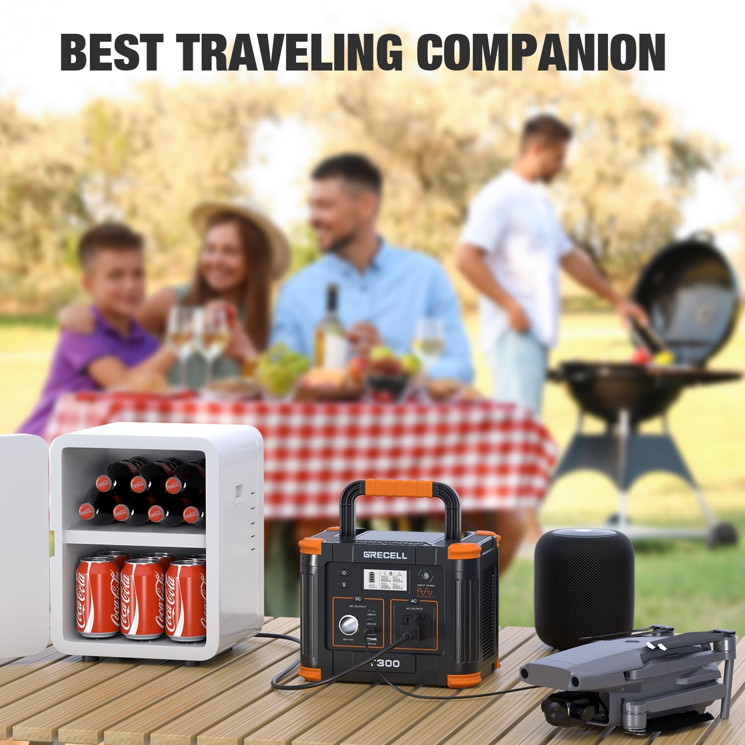 Portable Power Station 300W, GRECELL 230.88Wh Solar Generator with 60W USB-C PD Output, 110V Pure Sine Wave AC Outlet Backup Lithium Battery for Outdoors Camping Travel Home Blackout