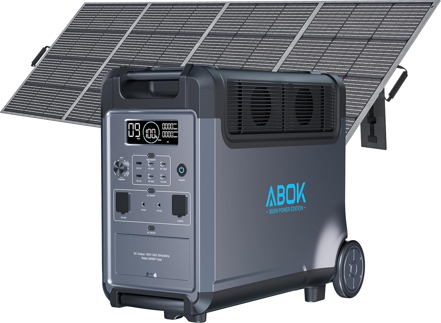 Portable Power Station, 3840Wh LiFePO4 Battery, 3600W Electric Solar Generator for Garage, Home, Off-Grid Living, Camping, RVs, Outdoor Adventures, Power Outages (Ark3600)