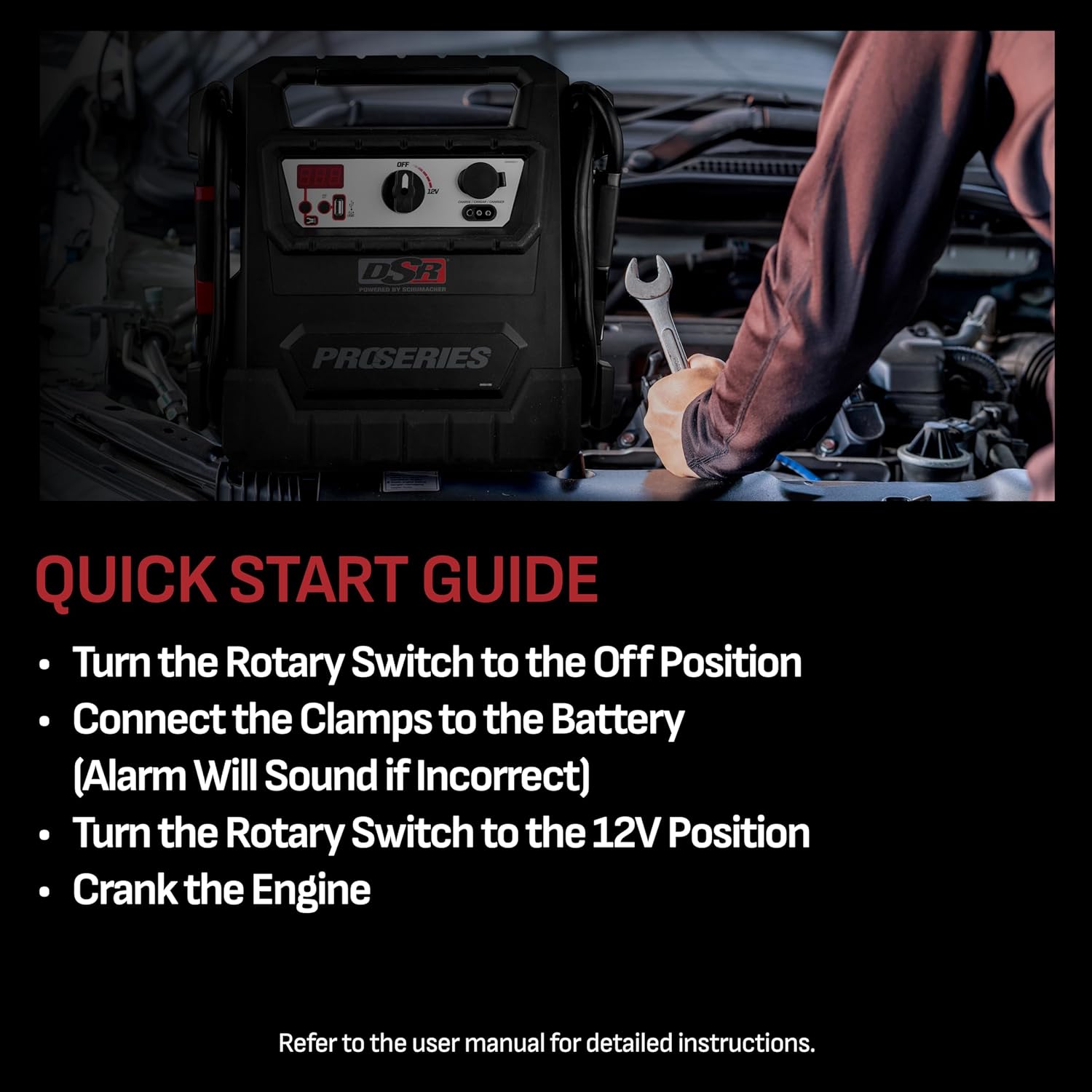Schumacher Electric DSR ProSeries Car Battery Jump Starter, Maintainer  Portable Power Station - 12V 2400 Peak Amps  500 Cranking Amps - with DC  USB Charging Ports - DSR158
