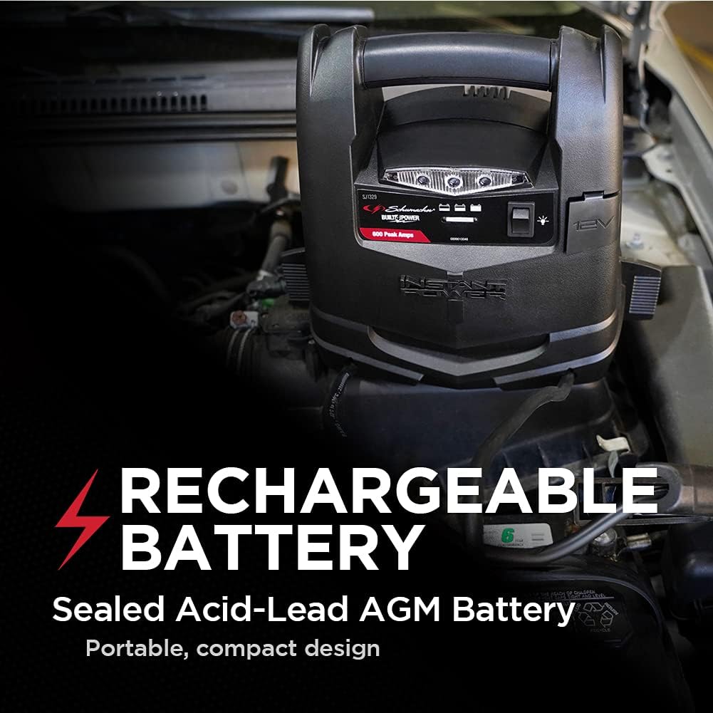 Schumacher Electric Jump Starter and Portable Power Station, SJ1331, 4-in-1, 800 Amps, 12 Volt, 150-PSI Air Compressor, LED Light, DC Outlet, 2 Amp USB Port