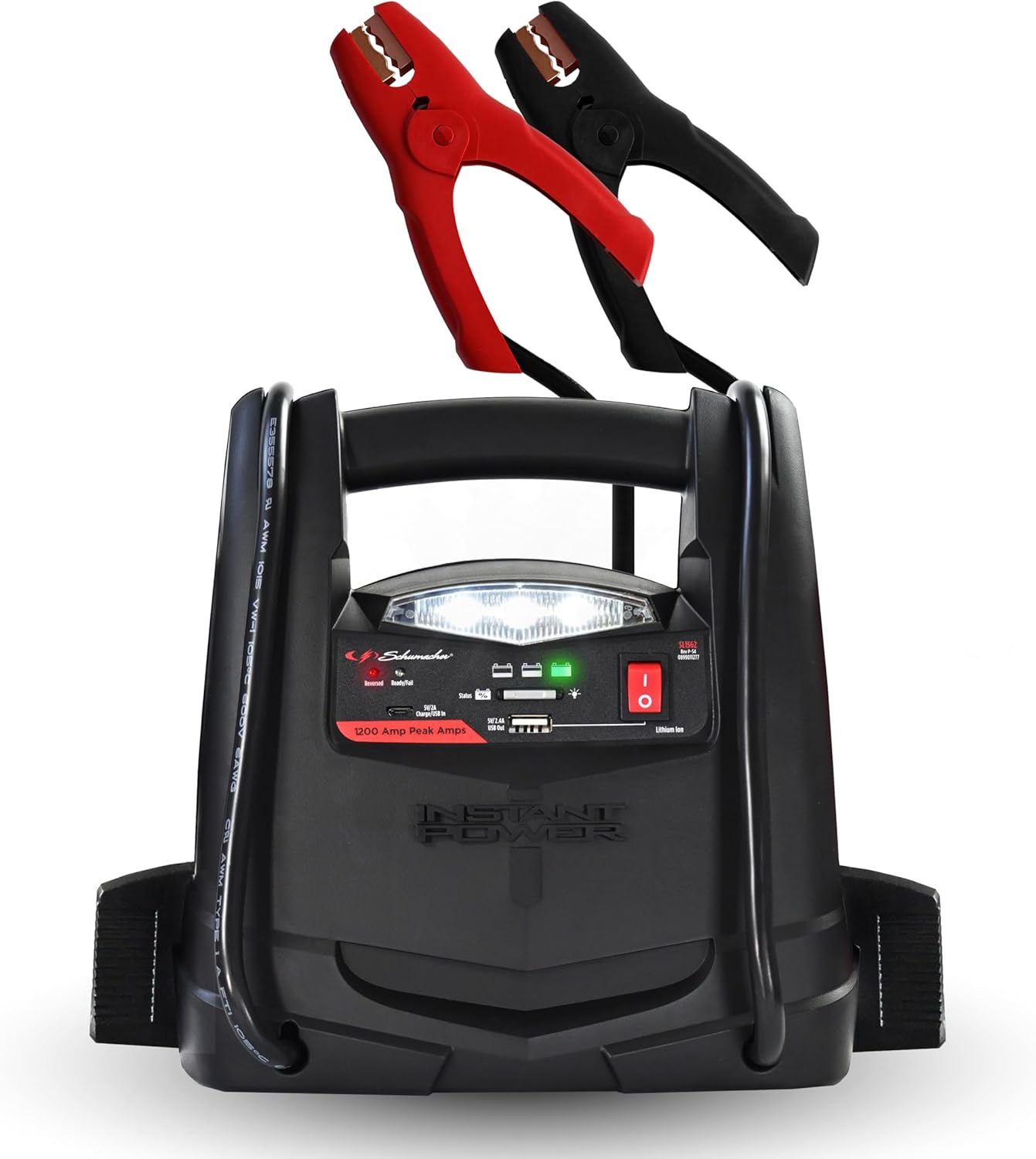 Schumacher Electric Lithium Jump Starter and Portable Power Station, SL1562, 4-in-1, 1200 Amps, 12 Volt, 150-PSI Air Compressor, USB Charging, Starts Car, Truck, Motorcycle, and Marine Batteries
