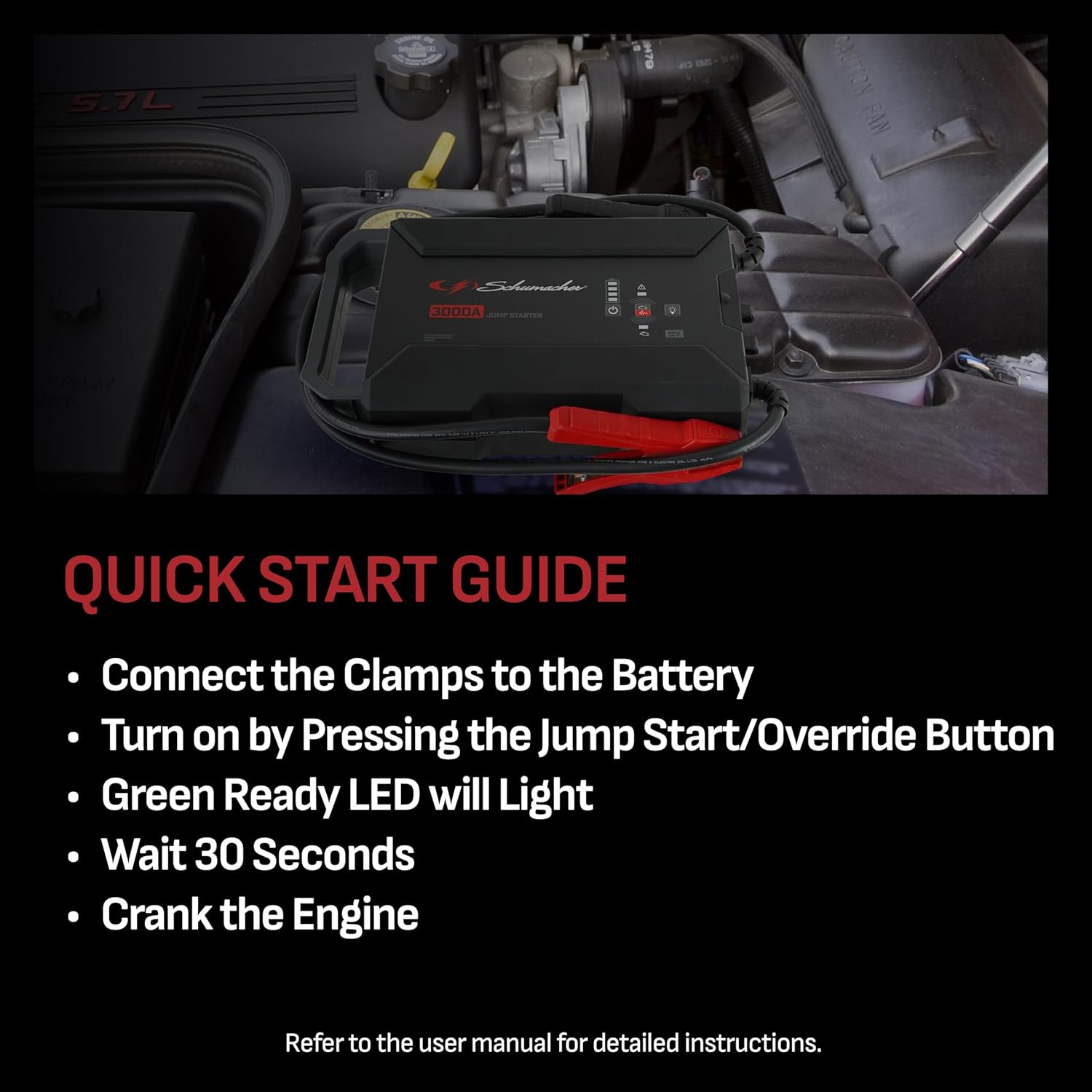 Schumacher Electric Lithium Jump Starter and Portable Power Station, SL1653, 3-in-1, 3000 Amps, 12 Volt, 2.4 USB Port, LED Light, for Car, Truck, SUV, and Marine Batteries