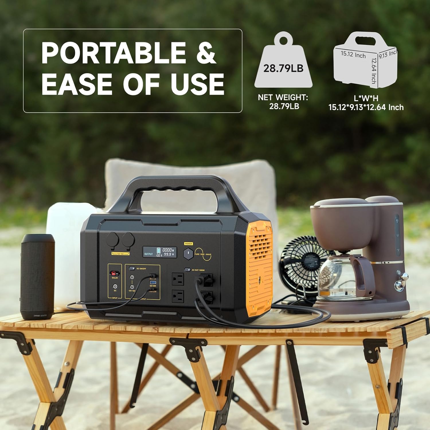 Solar Generator 1000W Portable Power Station with Solar Panel Included, 1024Wh LiFePO4 (LFP) Battery with 120V AC Outlet for Outdoor Camping RV Travel Hiking Home Use Emergency Backup Power Outages