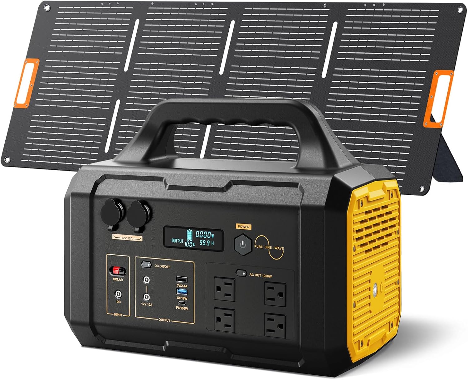 Solar Generator 1000W Portable Power Station with Solar Panel Included, 1024Wh LiFePO4 (LFP) Battery with 120V AC Outlet for Outdoor Camping RV Travel Hiking Home Use Emergency Backup Power Outages
