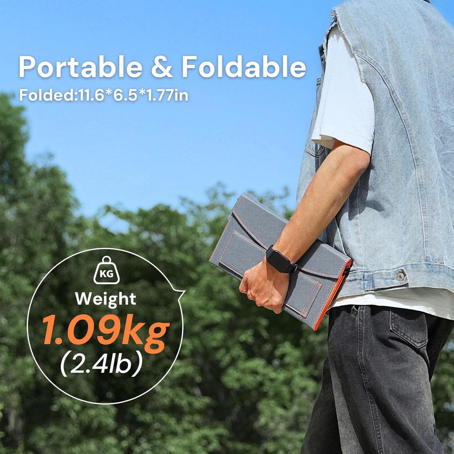 Solar Panels 100Watt Portable 24% High-Efficiency 18V Foldable Solar Charger with USB Outputs for Power Stations, Phones, IP65 Waterproof Perfect for Camping, RVing, Home Backup and Off-Grid Blackouts