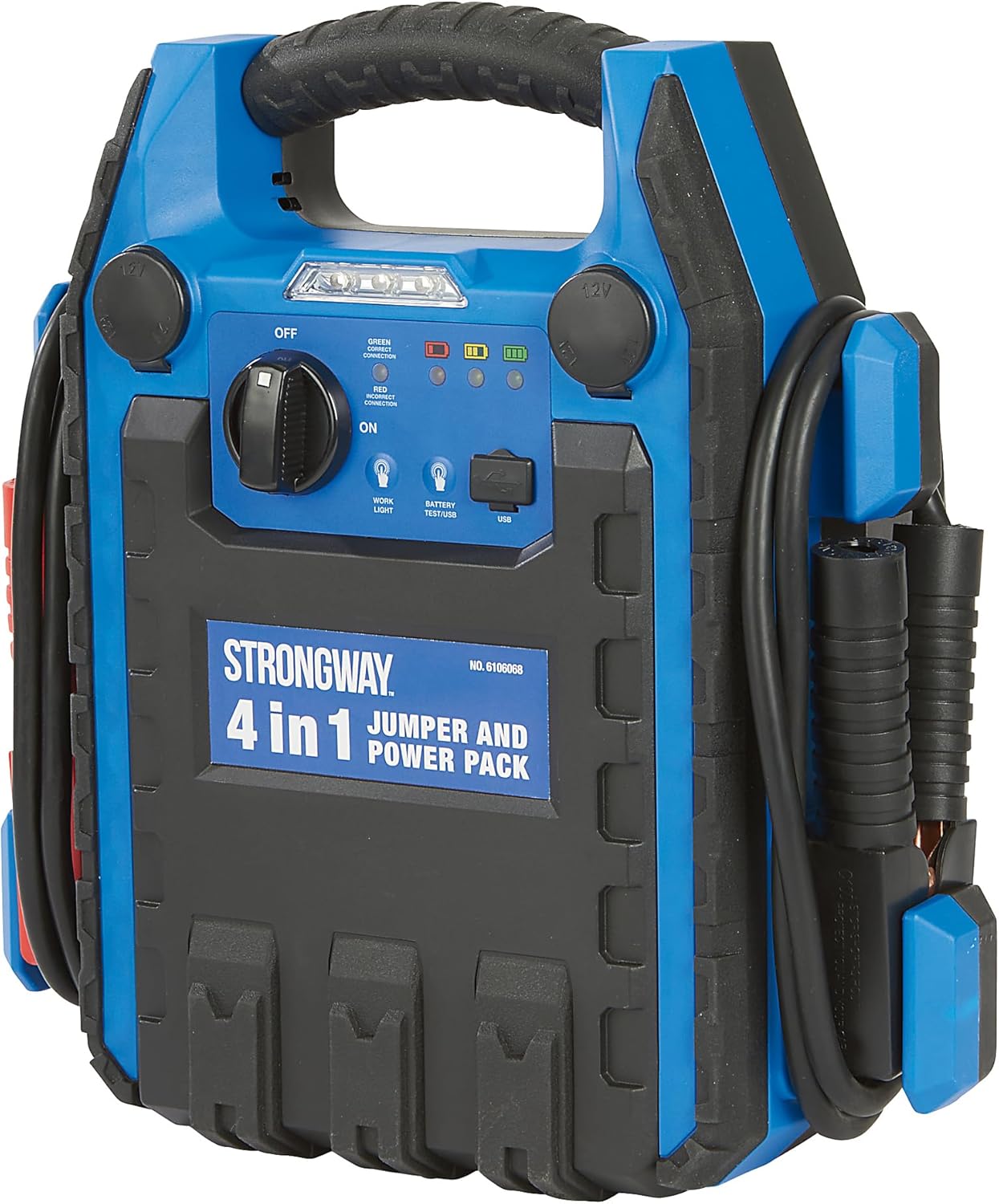 Strongway 12V Lead-Acid Jump Starter and Power Pack, 900A Peak, 250 PSI Air Compressor