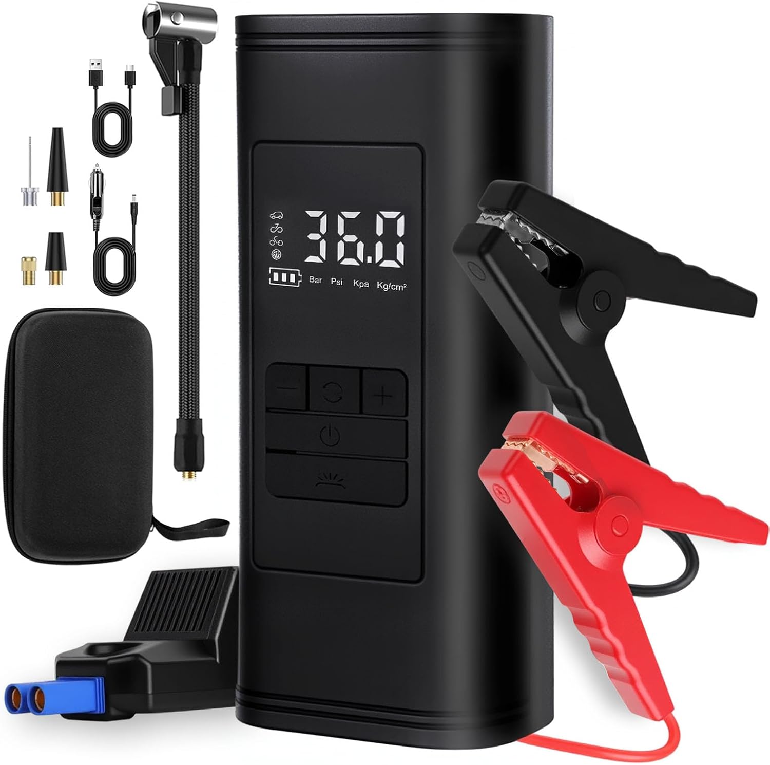 Tire Inflator Portable Air Compressor,150PSI Cordless Car Tire Air Pump,DC 12V Electric Bike Tire Pump with Pressure Gauge, LED Light,Battery for Bicycles,Motorcycles,Balls,Car Accessories