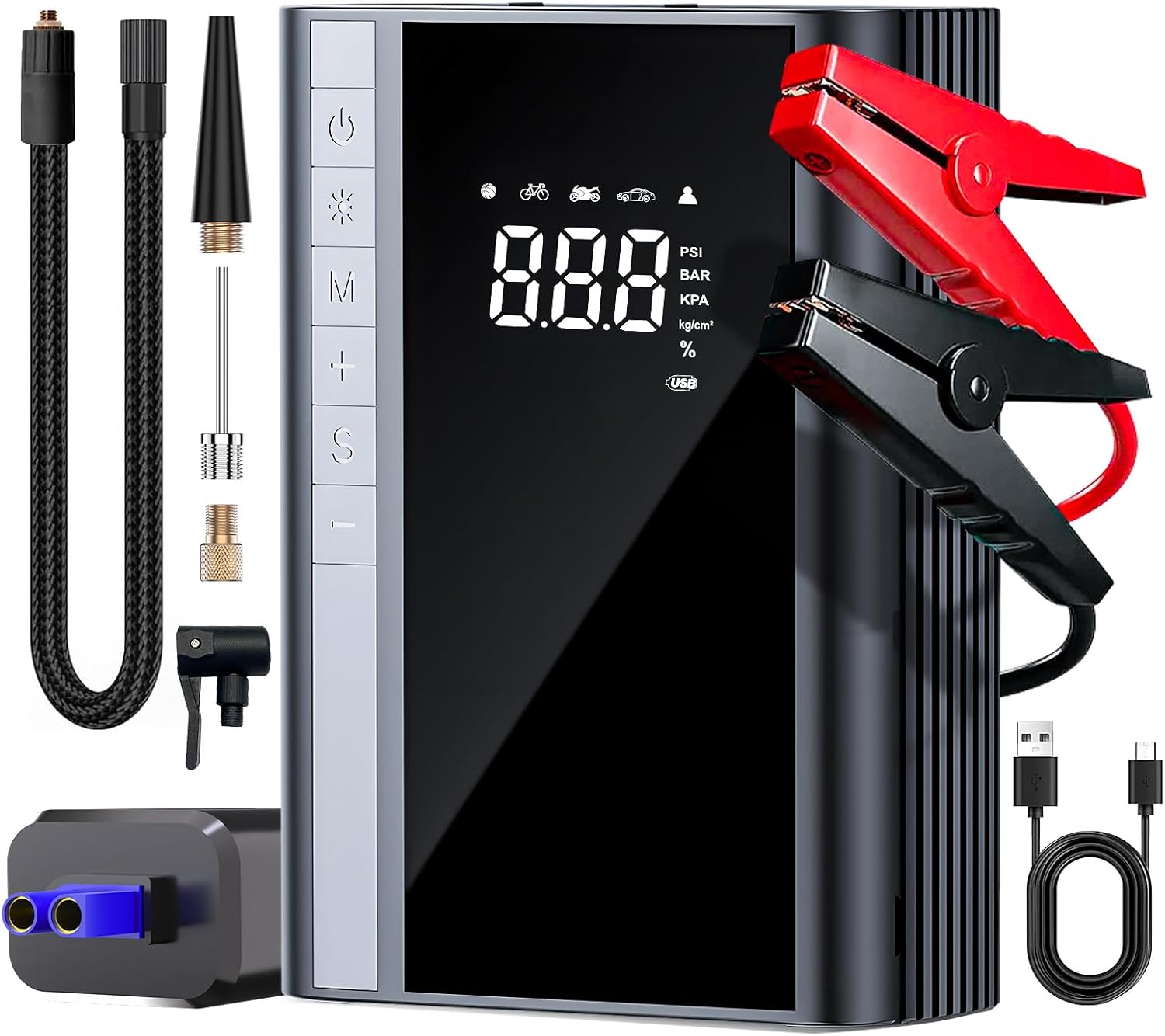 CARSUN Jump Starter with Air Compressor, 3500A 150PSI CAR Battery Jumper Starter Portable (9.0 Gas/8.0L Diesel) with Digital Tire Inflator, 12V Battery Booster Jump Starter with Large LCD Display