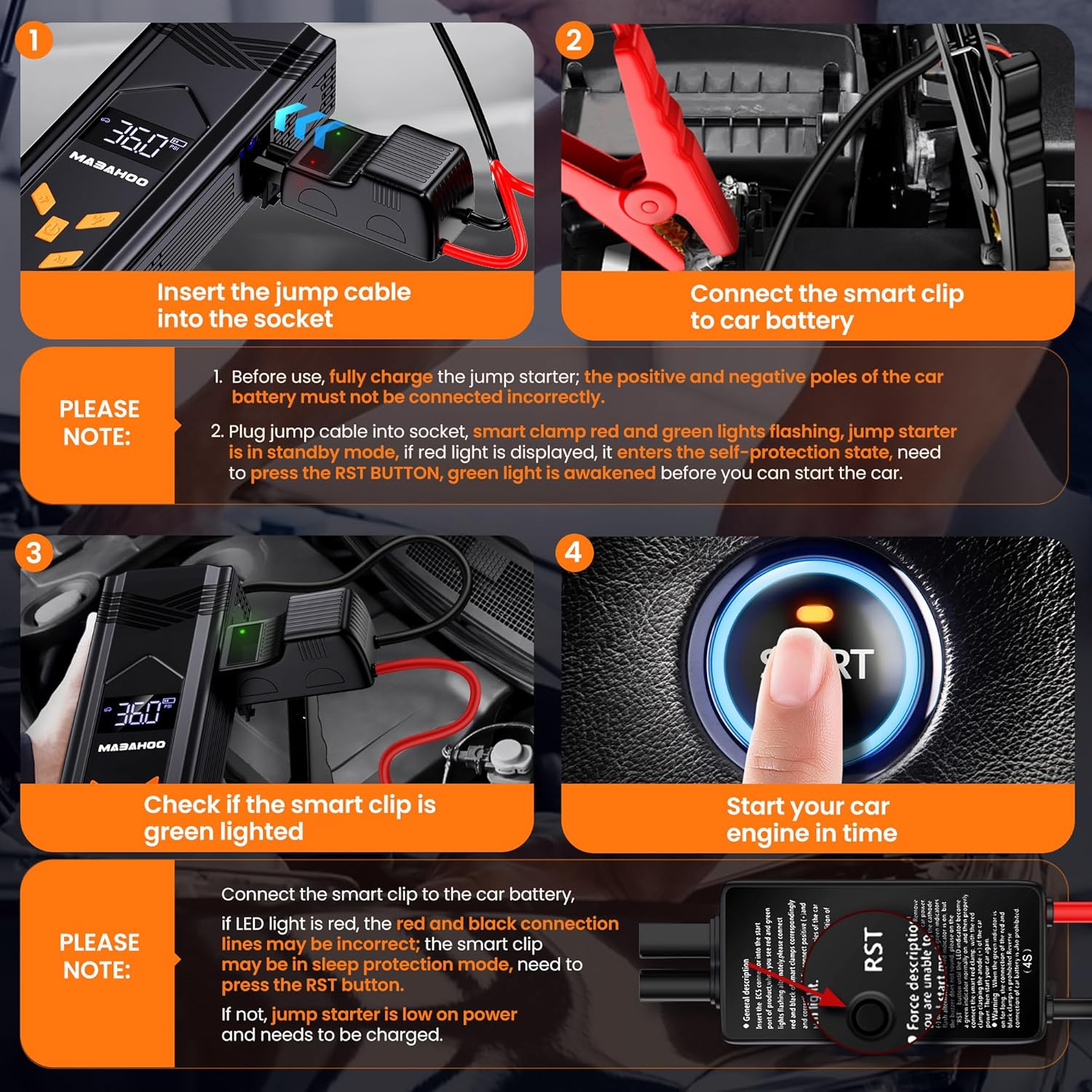 Jump Starter with Air Compressor, 3000A Car Jumper Starter Portable Battery Pack with 150PSI Tire Inflator, 12V Jump Box for Car Charger Battery Booster with LCD Display (Up 9L Gas/8L Diesel Engine)