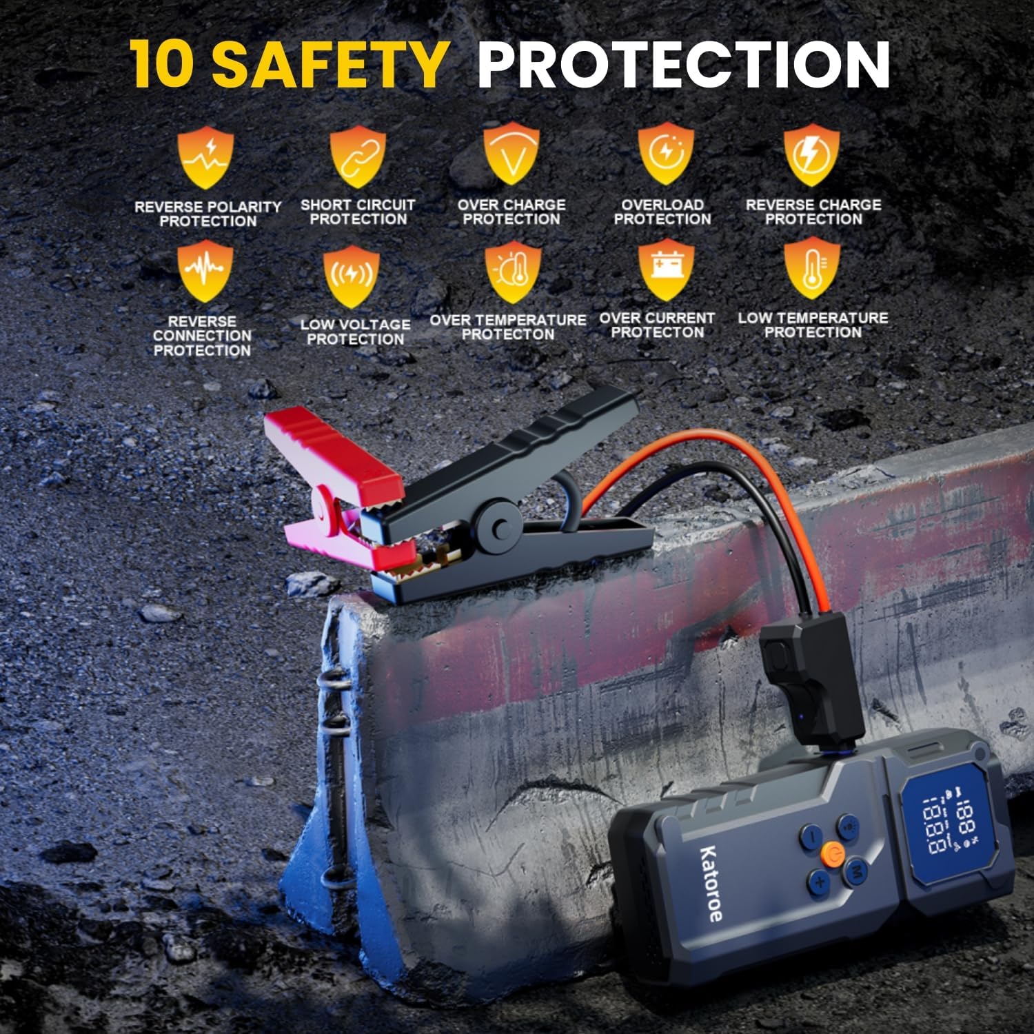 Jump Starter with Air Compressor, 4000A Portable Car Battery Jump Starter (9.0L Gas/7.0L Diesel), 150PSI Tire Inflator 12V Battery Jumper Starter Portable Jump Box with Jumper Cables, LED Light