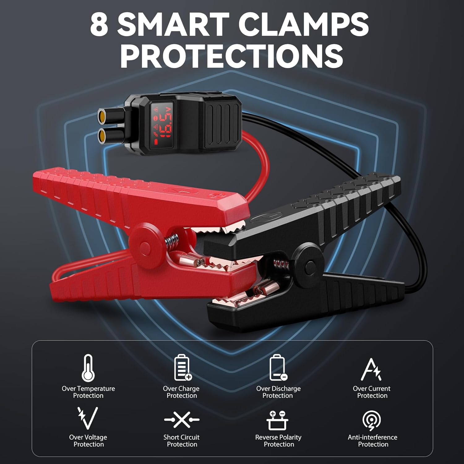 Jump Starter with Air Compressor, 4000A Portable Jump Starter Battery Pack with Air Inflator  Deflator Pump, 8 in 1 Car Jump Starter(7.0L Gas/5.5L Diesel), 12V Jump Pack, Large Display, Flashlight