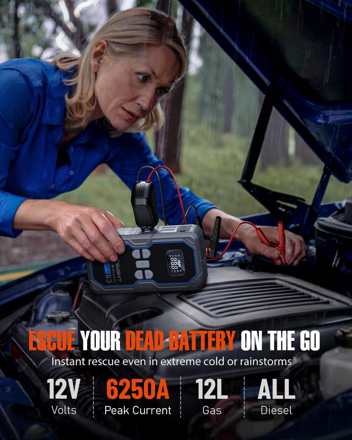 NOVSIGHT Jump Starter With Air Compressor - 6000A 13-in-1 Portable Jump Box for Car Battery, 12V Jump Starter Power Pack(ALL Gas/10L Diesel) 150PSI Auto-Shut Tire Inflator  Air Inflator/Deflator Pump