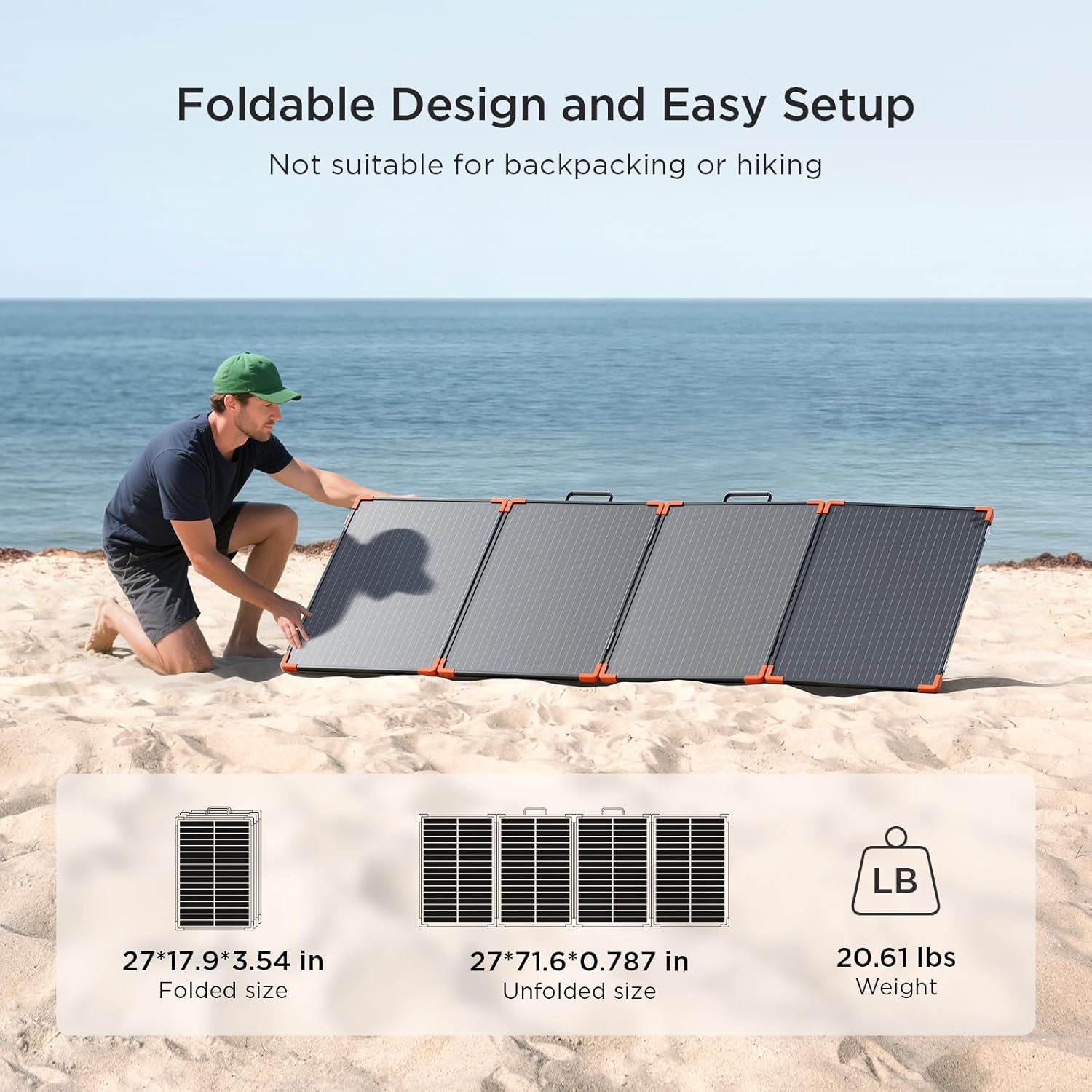 100 Watt Portable Solar Panel with 20A PWM Controller,Camper Essentials,19V Foldable Solar Panel Kit for Power Station  12V Batteries,23.5% High Efficiency IP68 Waterproof for Camping RV Trip
