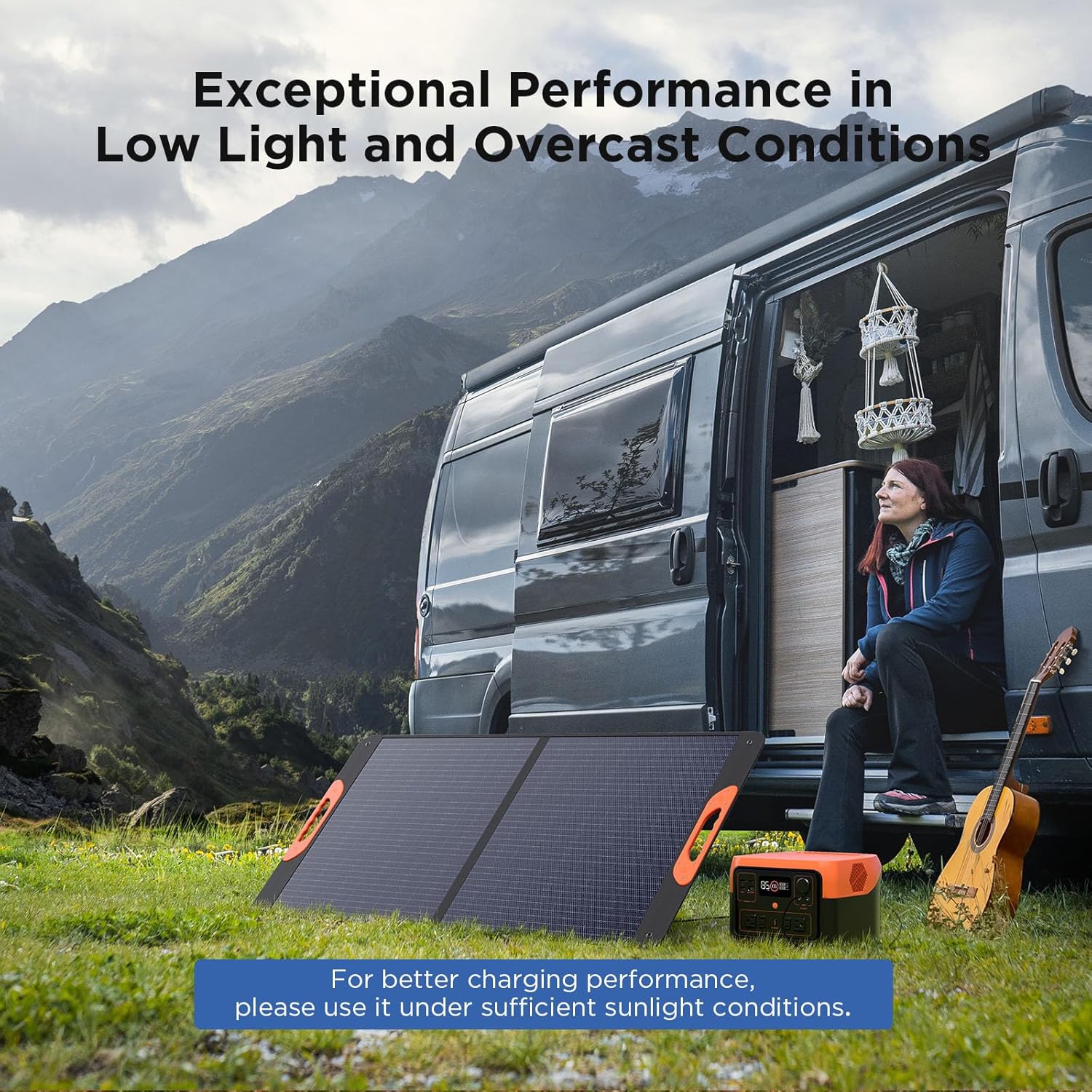 100W Portable Solar Panel,RV Essentials, 20V ETFE Foldable Solar Charger for Power Station,QC3.0 USB-A Type-C Output,23.5% High Efficiency IP67 Waterproof for Camping RV Hurricane