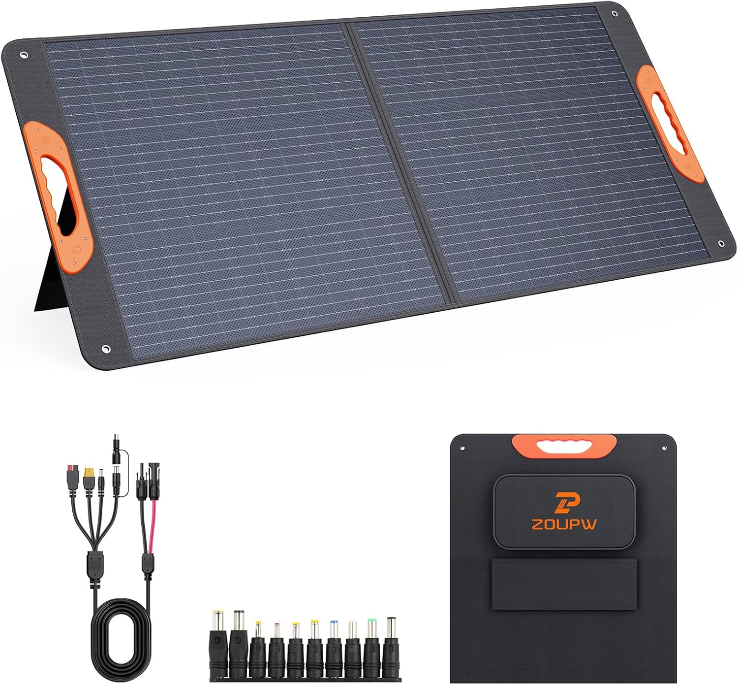 100W Portable Solar Panel,RV Essentials, 20V ETFE Foldable Solar Charger for Power Station,QC3.0 USB-A Type-C Output,23.5% High Efficiency IP67 Waterproof for Camping RV Hurricane