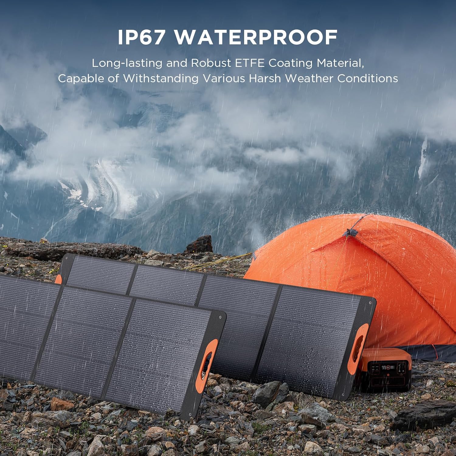100W Portable Solar Panel,RV Essentials, 20V ETFE Foldable Solar Charger for Power Station,QC3.0 USB-A Type-C Output,23.5% High Efficiency IP67 Waterproof for Camping RV Hurricane