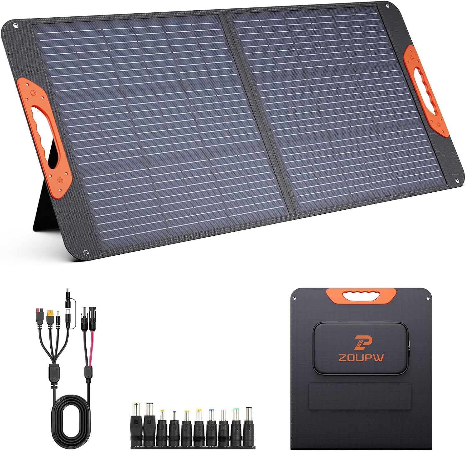 100W Portable Solar Panel,RV Essentials, 20V ETFE Foldable Solar Charger for Power Station,QC3.0 USB-A Type-C Output,23.5% High Efficiency IP67 Waterproof for Camping RV Hurricane