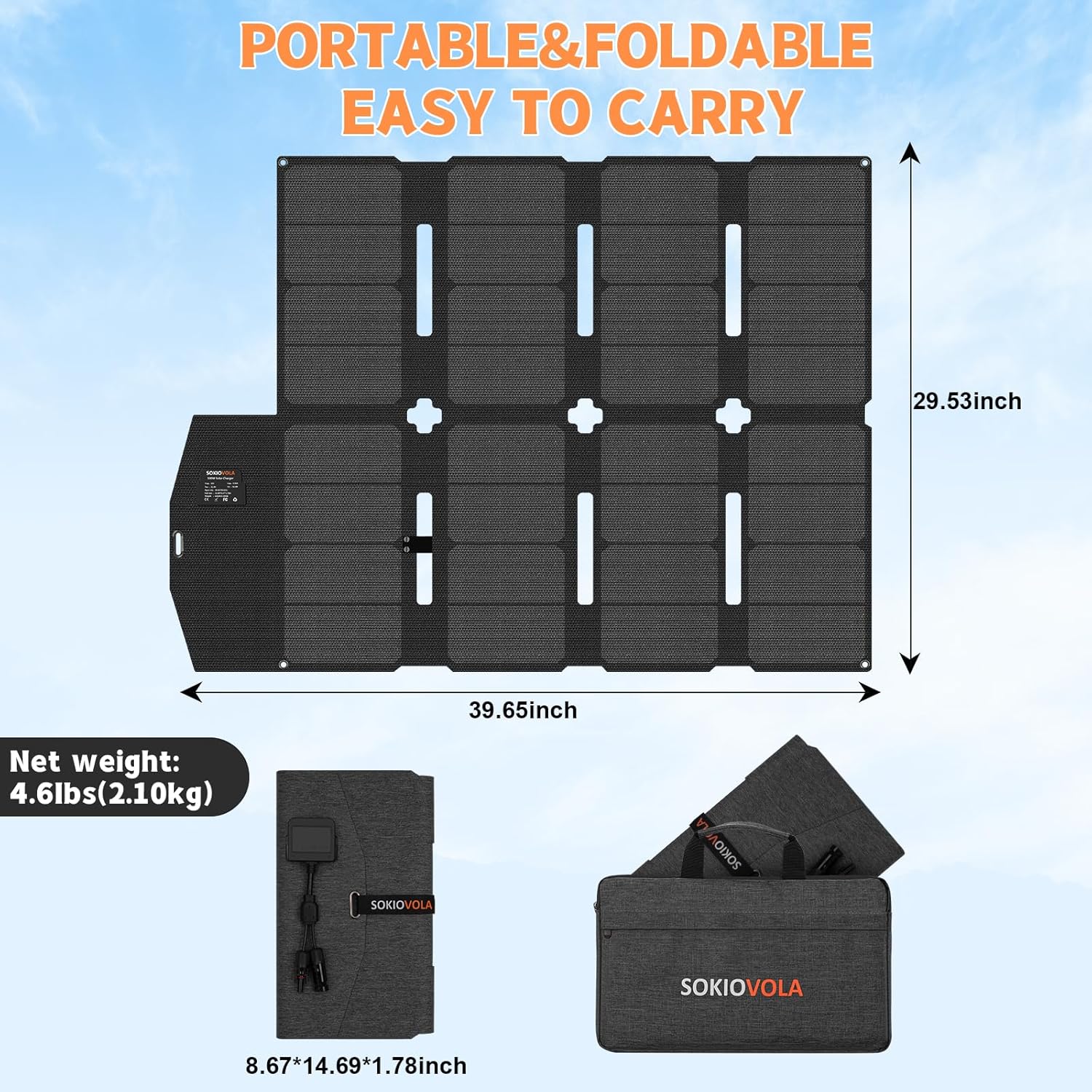 120W Foldable Solar Panel with MC-4 Connector Portable Solar Panel for Camping Folding Solar Panel Charger for Portable Power Station Laptops RV