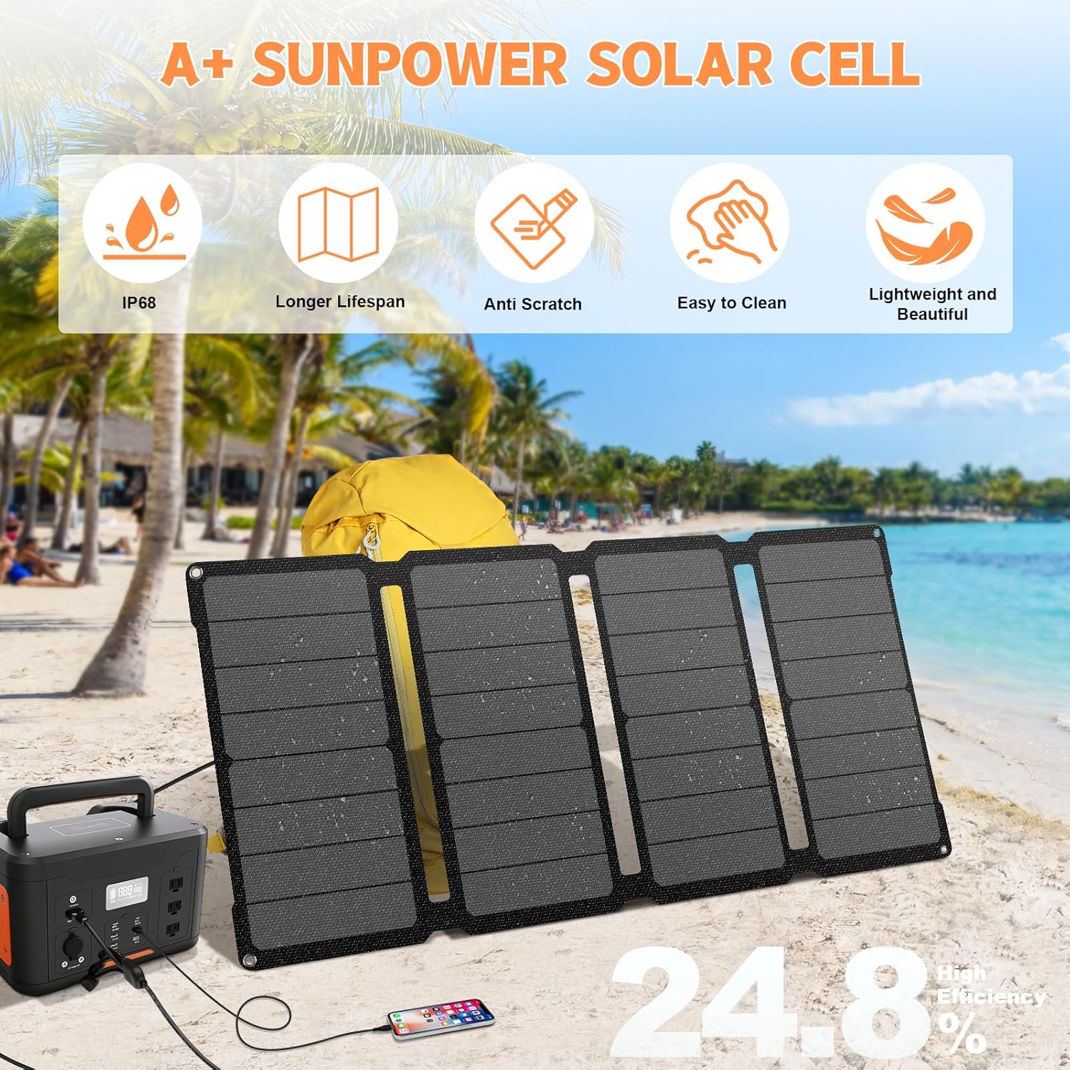 120W Foldable Solar Panel with MC-4 Connector Portable Solar Panel for Camping Folding Solar Panel Charger for Portable Power Station Laptops RV
