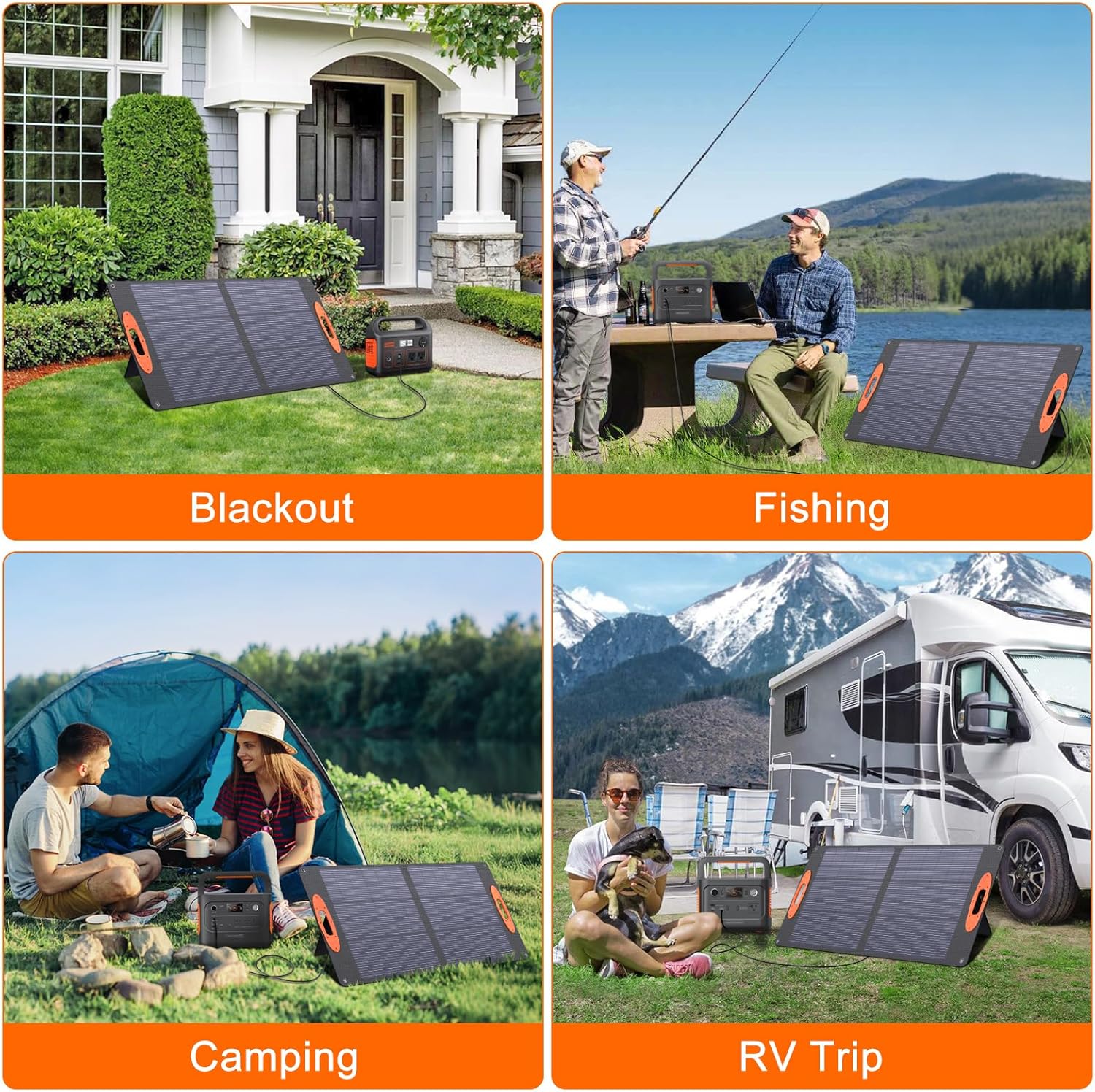 200W Portable Solar Panels for Power Station, IP68 Waterproof ETFE Foldable Solar Panel Kit 25% High Conversion Efficiency Solar Panel for Camping Outdoor RV Blackout