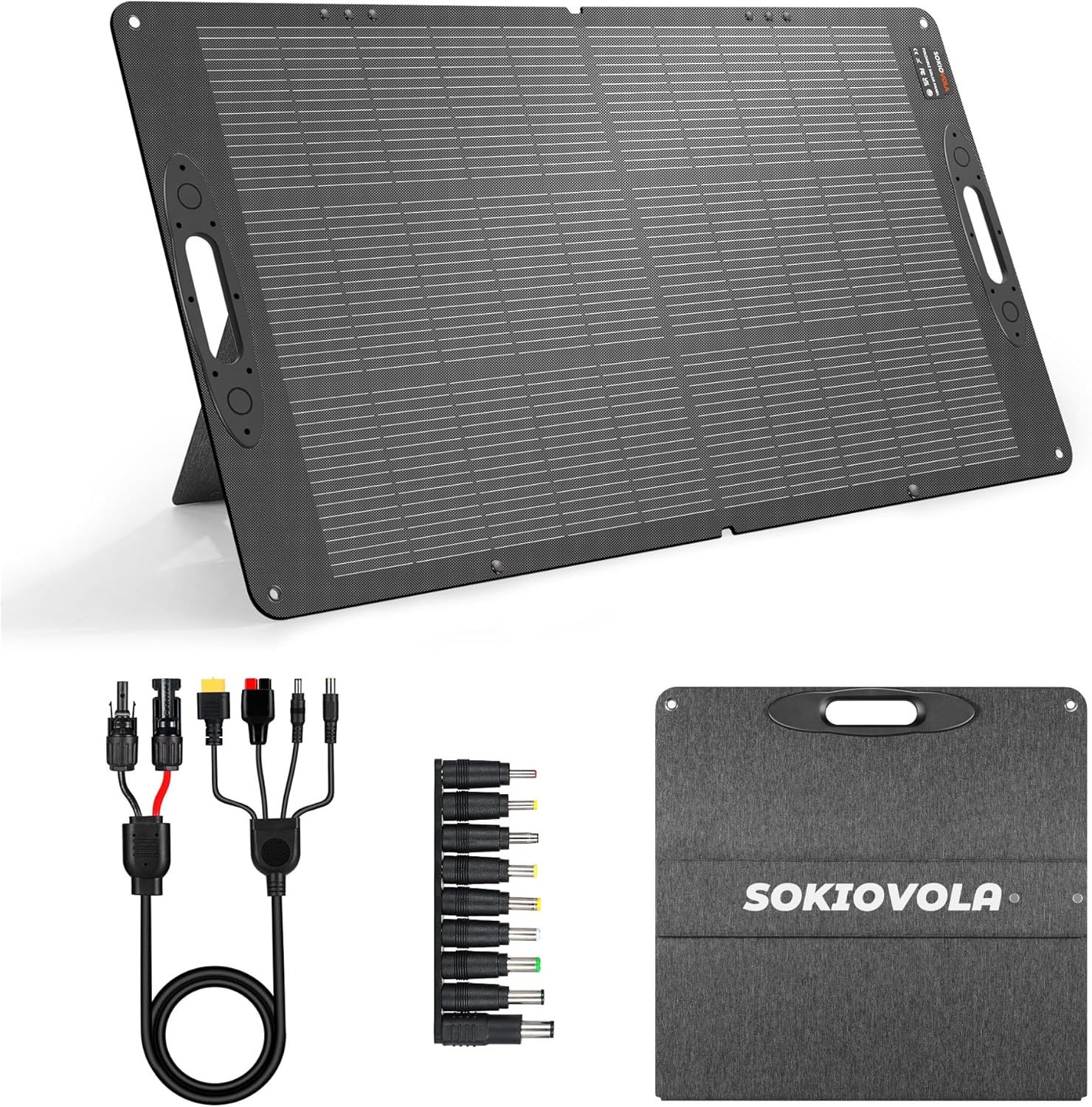 200W Portable Solar Panels for Power Station, IP68 Waterproof ETFE Foldable Solar Panel Kit 25% High Conversion Efficiency Solar Panel for Camping Outdoor RV Blackout