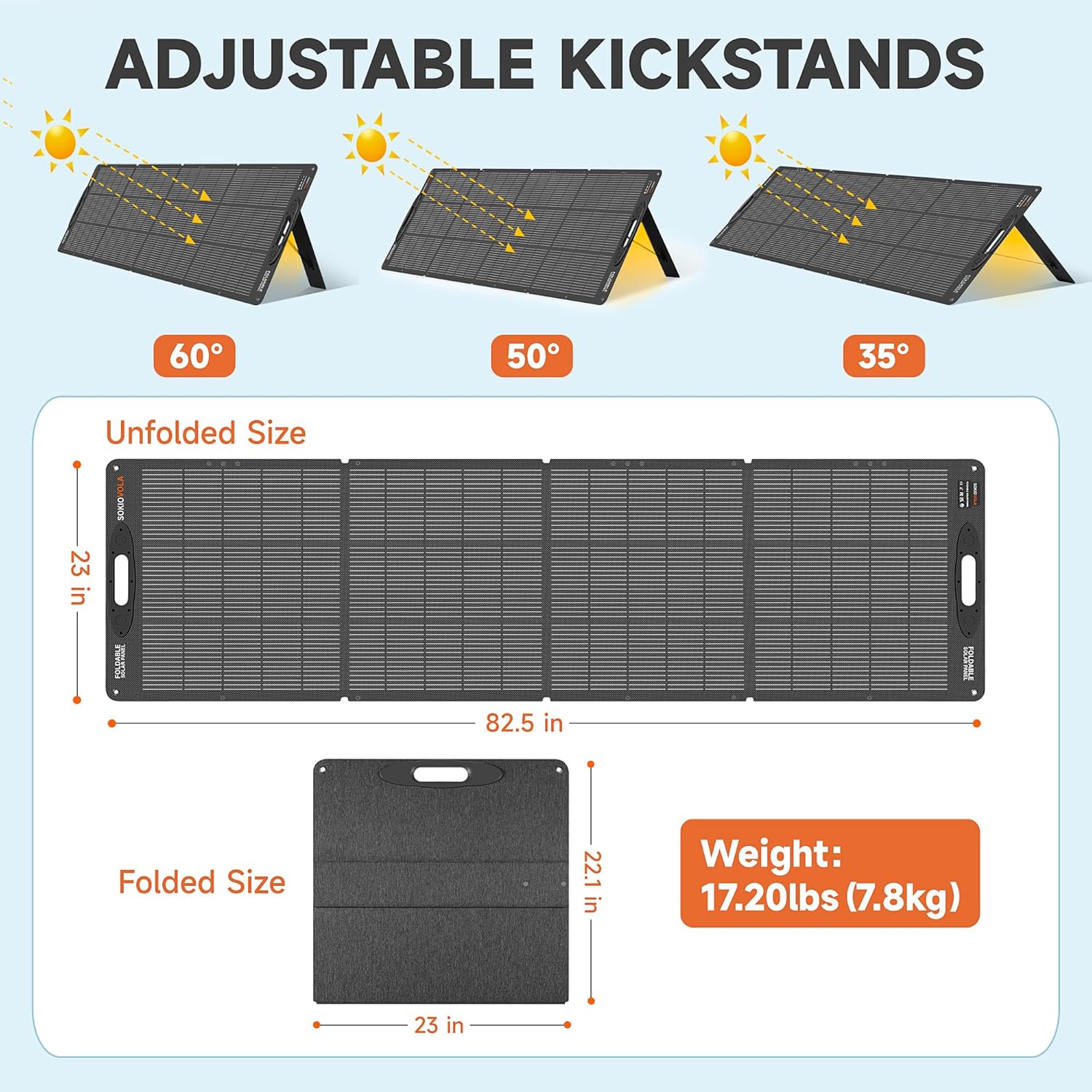 200W Portable Solar Panels for Power Station, IP68 Waterproof ETFE Foldable Solar Panel Kit 25% High Conversion Efficiency Solar Panel for Camping Outdoor RV Blackout