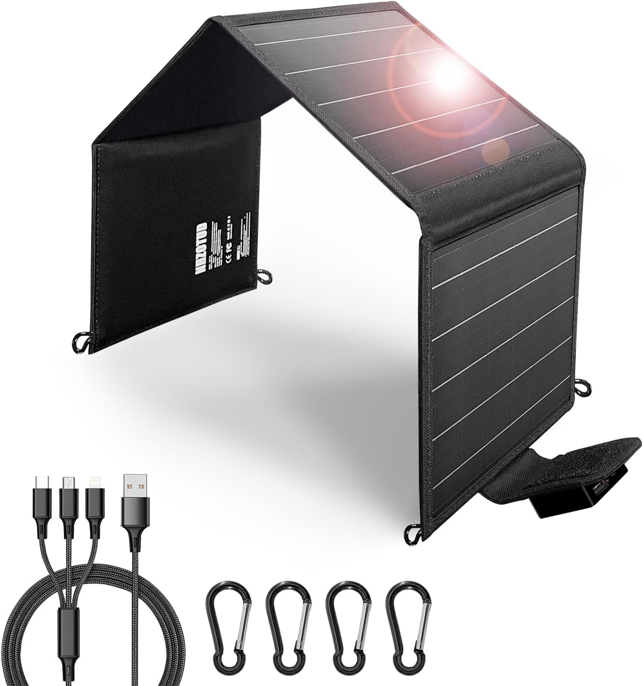 20W Portable Solar Panels Charger Foldable Solar Panel with Type C and USB A for Camping Backpacking Travel Fast Charging IP65 for iPhone,iPad,Power Bank,Camera,Power Station