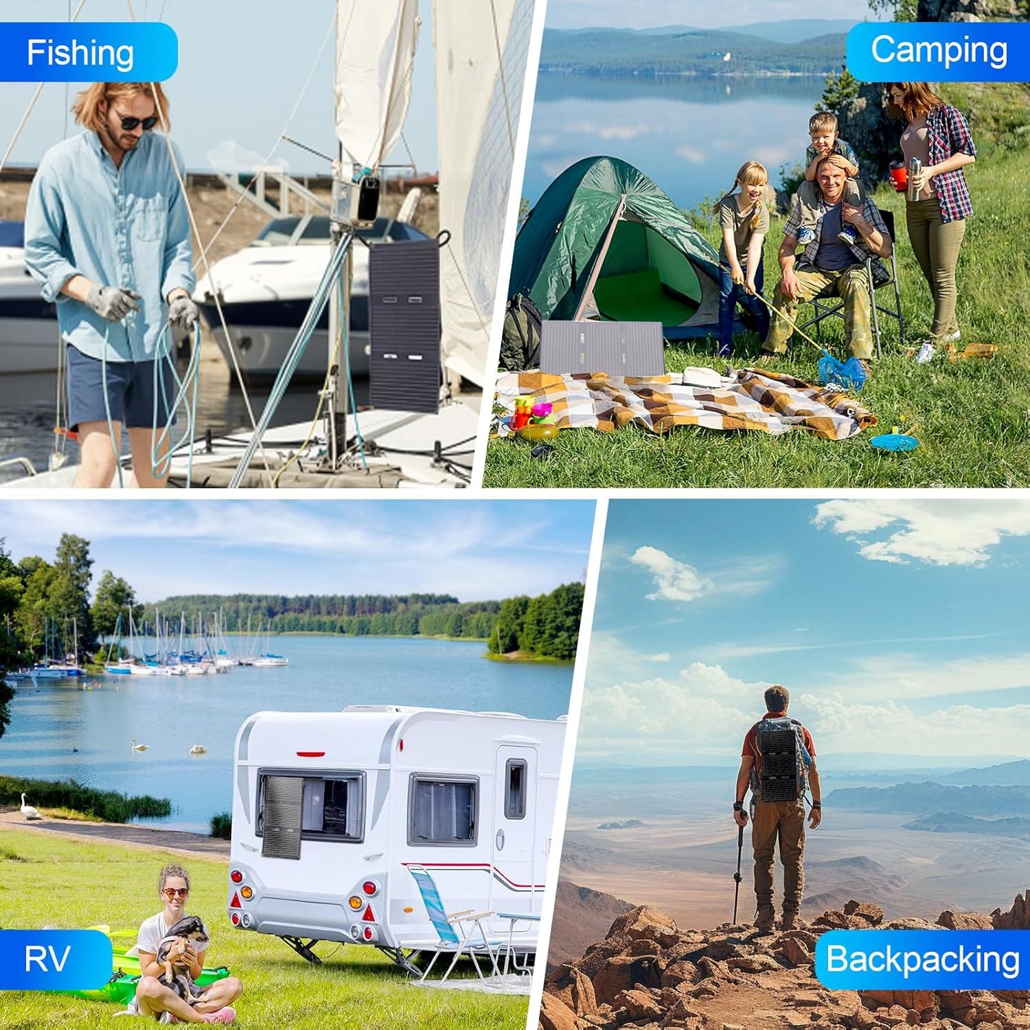400 Watt Portable Solar Panel, 40V Foldable Solar Panel Charger with Kickstands, MC4 Output for Power Station/Solar Generator, High Efficiency IP65 Waterproof for Camping Hiking RV Blackout