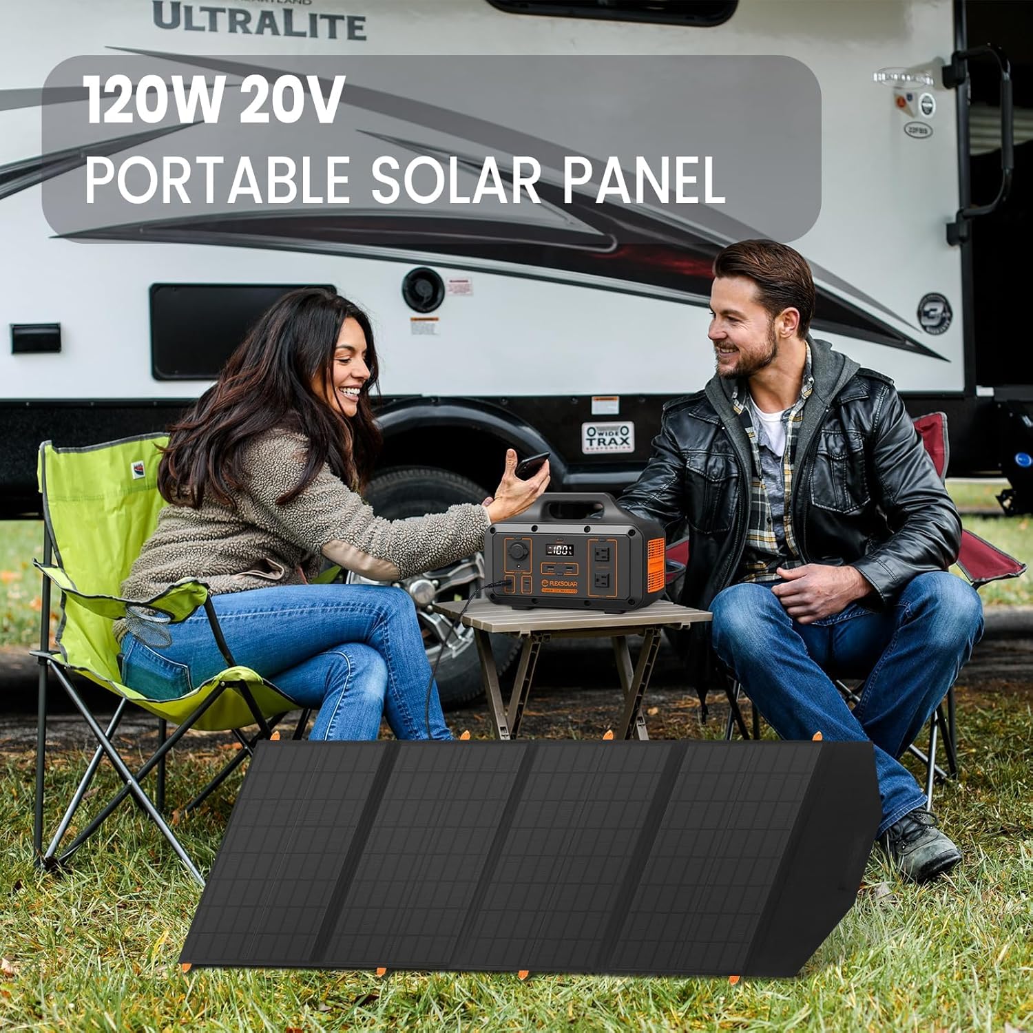 60W Portable Solar Panel for Power Station, 24% High Efficiency Foldable Solar Charger with QC3.0 USB-A PD3.0 DC Output, IP67 Waterproof Solar Panels for Camping RV, Power Outage (Without Generator)