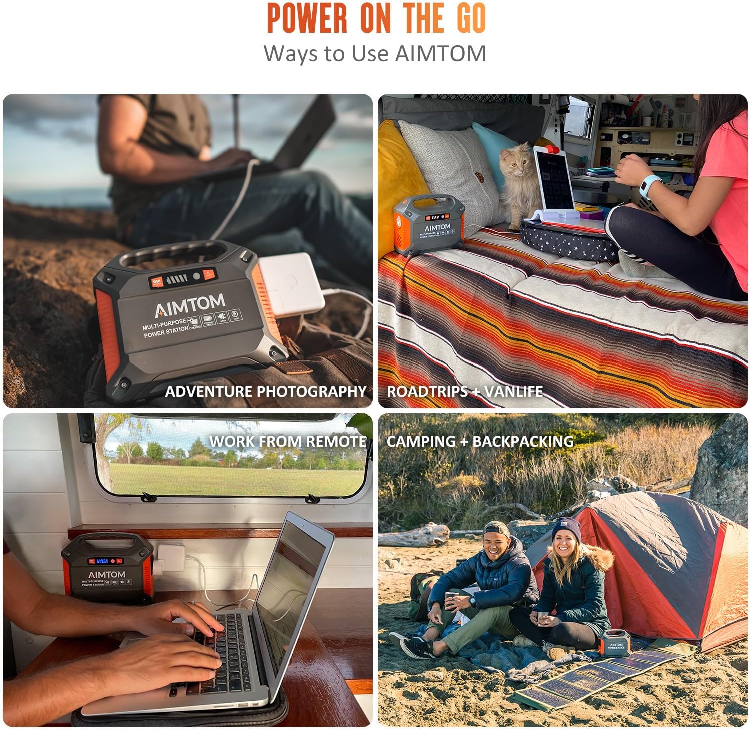 AIMTOM 155Wh Portable Power Station with 30W Solar Panel – 150W Peak/110V AC, 18W USB-C, 2x USB-A  12V DC – Solar Generator for Camping, Home, RV, Travel  Emergencies
