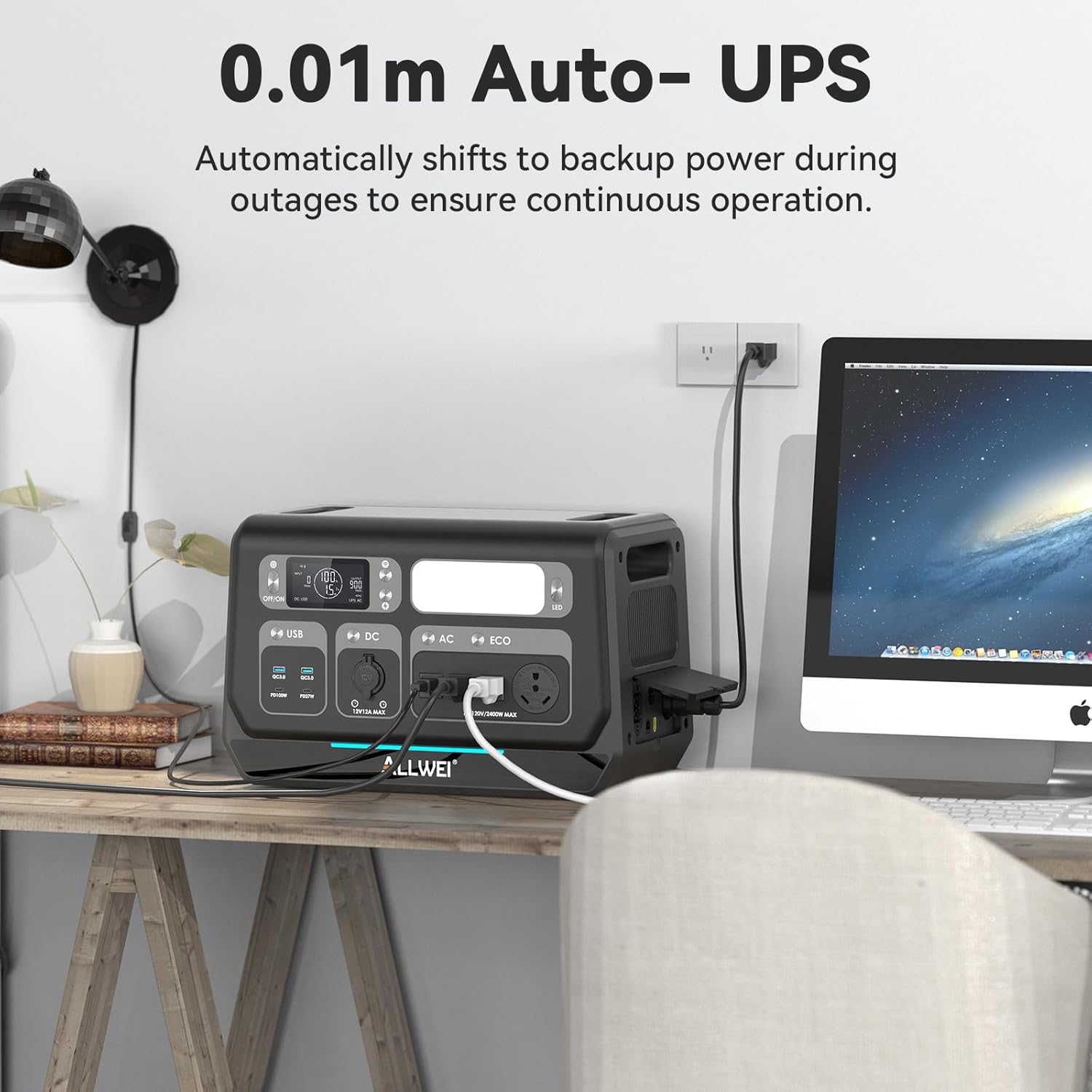 ALLWEI Portable Power Station 300W, 280Wh Solar Generator with 110V Pure Sine Wave AC Outlet, Backup Lithium Battery Generator for CPAP Outdoor RV Camping Emergency Home Use