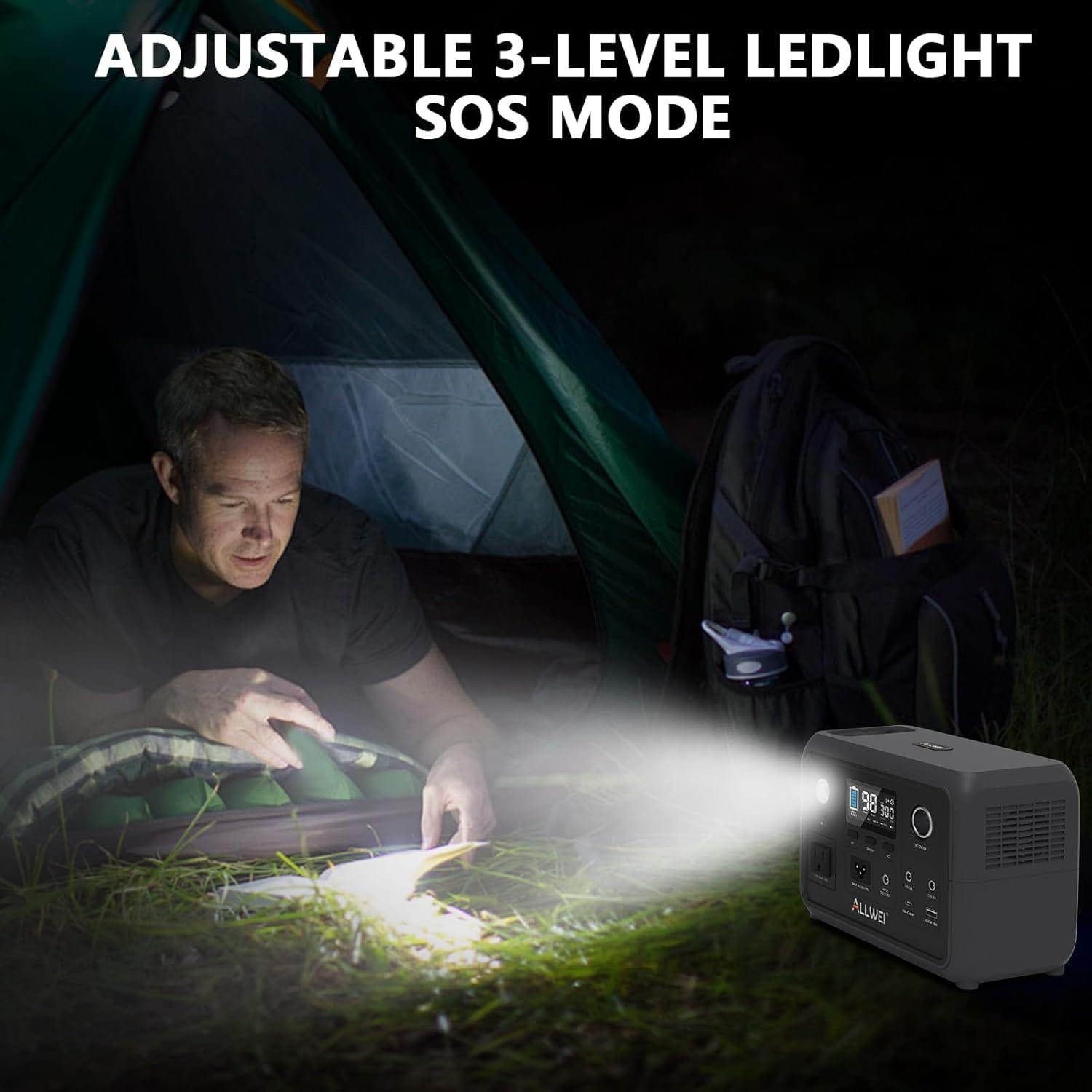 ALLWEI Portable Power Station 300W, 280Wh Solar Generator with 110V Pure Sine Wave AC Outlet, Backup Lithium Battery Generator for CPAP Outdoor RV Camping Emergency Home Use
