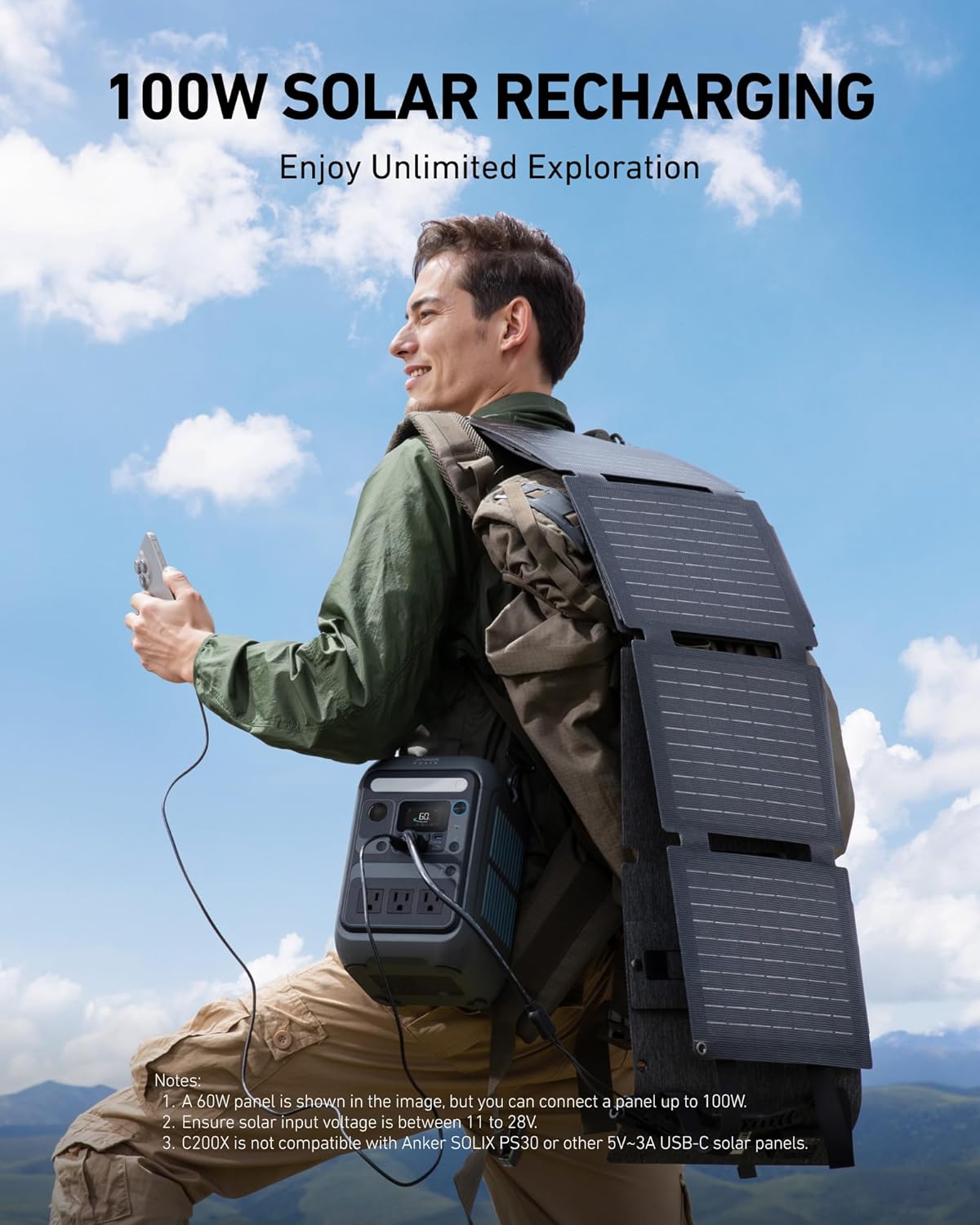 Anker Solar Generator SOLIX C300 with 60W Solar Panel, 288Wh Portable Power Station, 300W (600W Surge), LiFePO4 Battery, 140W Two-Way Fast Charging, for Outdoor Camping, Traveling, and Emergencies Anker Solar Generator SOLIX C300 with 60W Solar Panel, 288Wh Portable Power Station, 300W (600W Surge), LiFePO4 Battery, 140W Two-Way Fast Charging, for Outdoor Camping, Traveling, and Emergencies