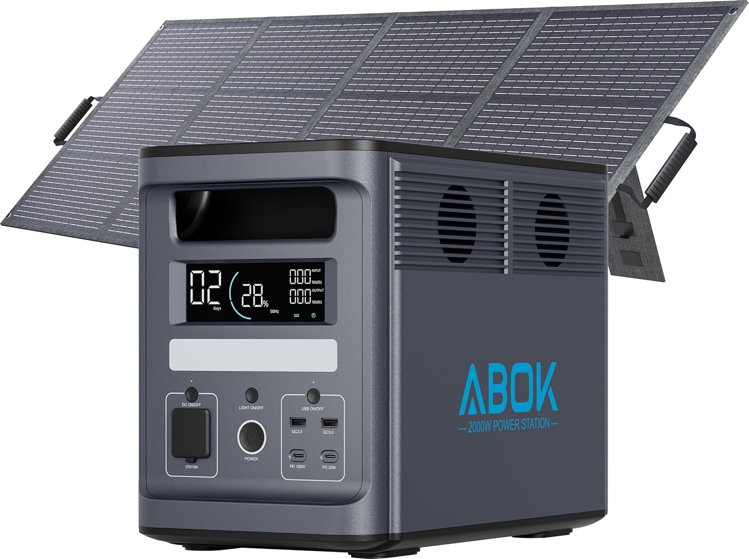 Ark2000 Portable Power Station with 200W Solar Panel, 1536Wh LiFePO4 Battery, Expandable to 4.6kWh, 1.1 Hrs 0-100%, UPS, App, 2000W AC Solar Generator for Camping, Emergency, RV, Off-Grid Living