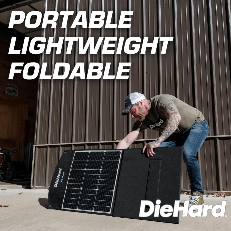 DieHard Solar Panel, 200-Watt, Foldable, Flexible, Lightweight, Portable - Designed for use with DieHard Portable Power Stations