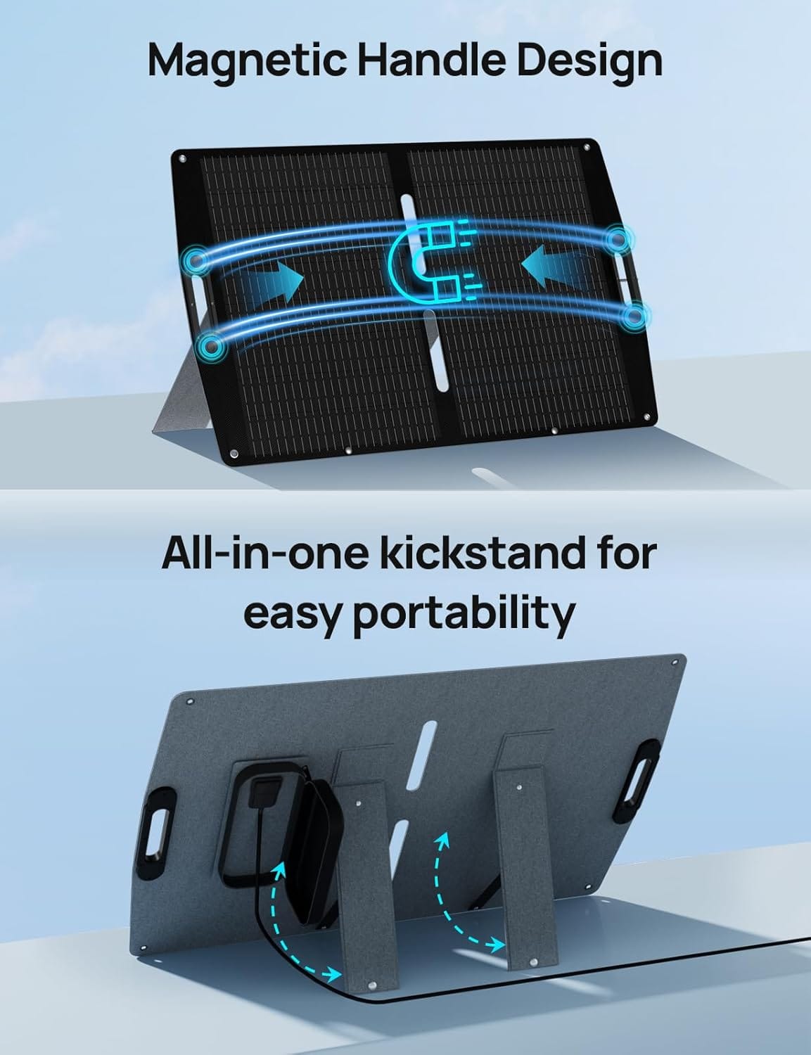 ECO-WORTHY 200W Portable Solar Panel, Foldable Solar Panel Charger 12BB with Adjustable Kickstand,23% High Efficiency for Power Station Outdoor RV Camping Off Grid Hiking