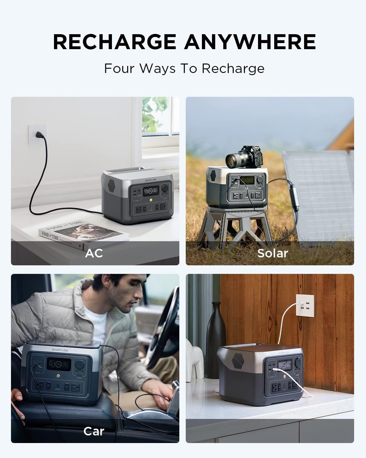 EF ECOFLOW RIVER 2 Max Solar Generator 512Wh Long-life LiFePO4 Portable Power Station 160W Solar Panel for Home Backup Power, Camping  RVs 100% Charged in 60m with 3000+ Cycles  Up to 1000W Output