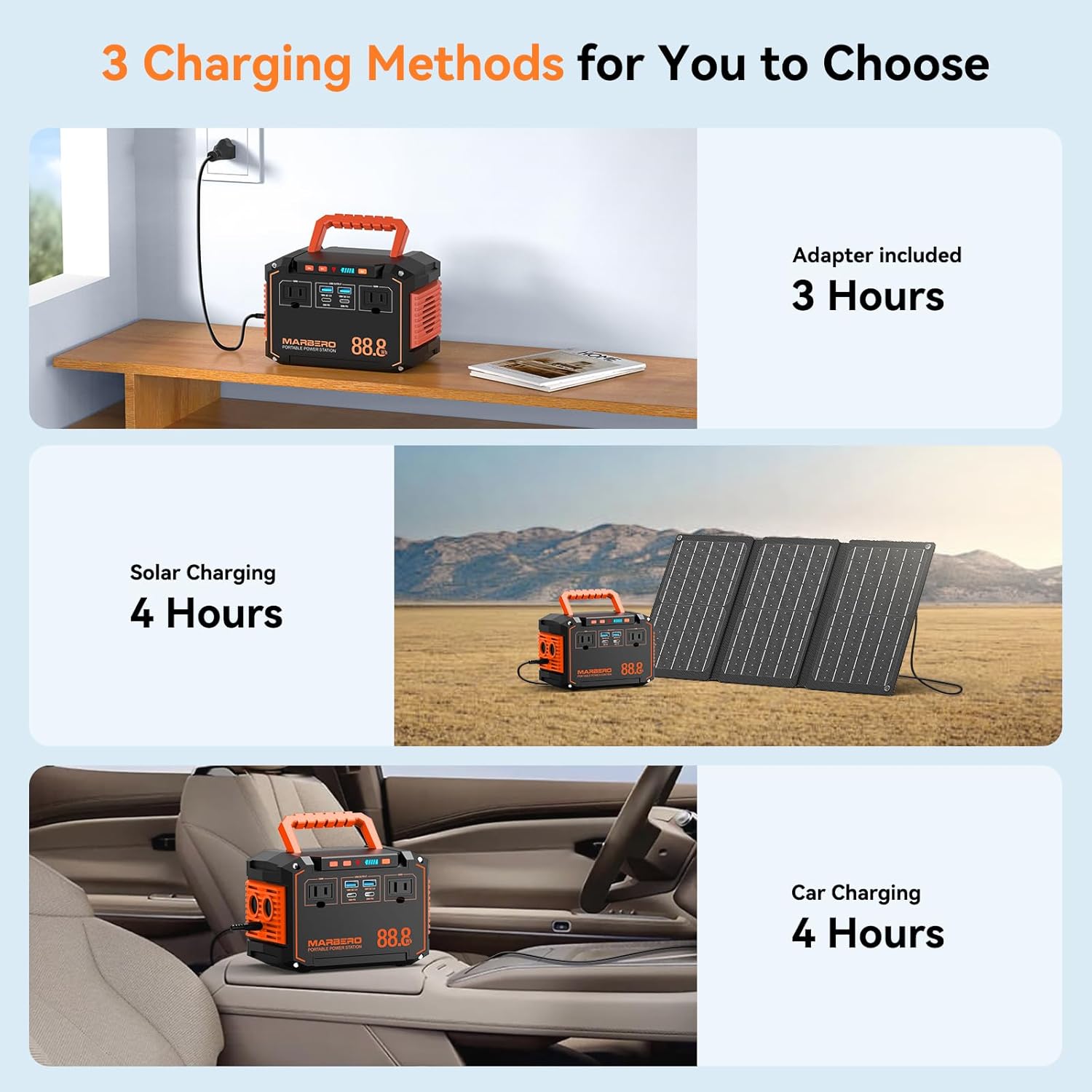 MARBERO 296Wh Solar Generator with Solar Panel Included 300W Portable Power Station with 60W Foldable Panel Set Solar Power Bank with AC Outlets for Camping Home Backup Outdoor Emergency Travel