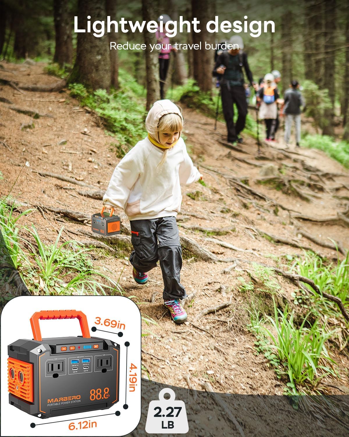MARBERO 296Wh Solar Generator with Solar Panel Included 300W Portable Power Station with 60W Foldable Panel Set Solar Power Bank with AC Outlets for Camping Home Backup Outdoor Emergency Travel