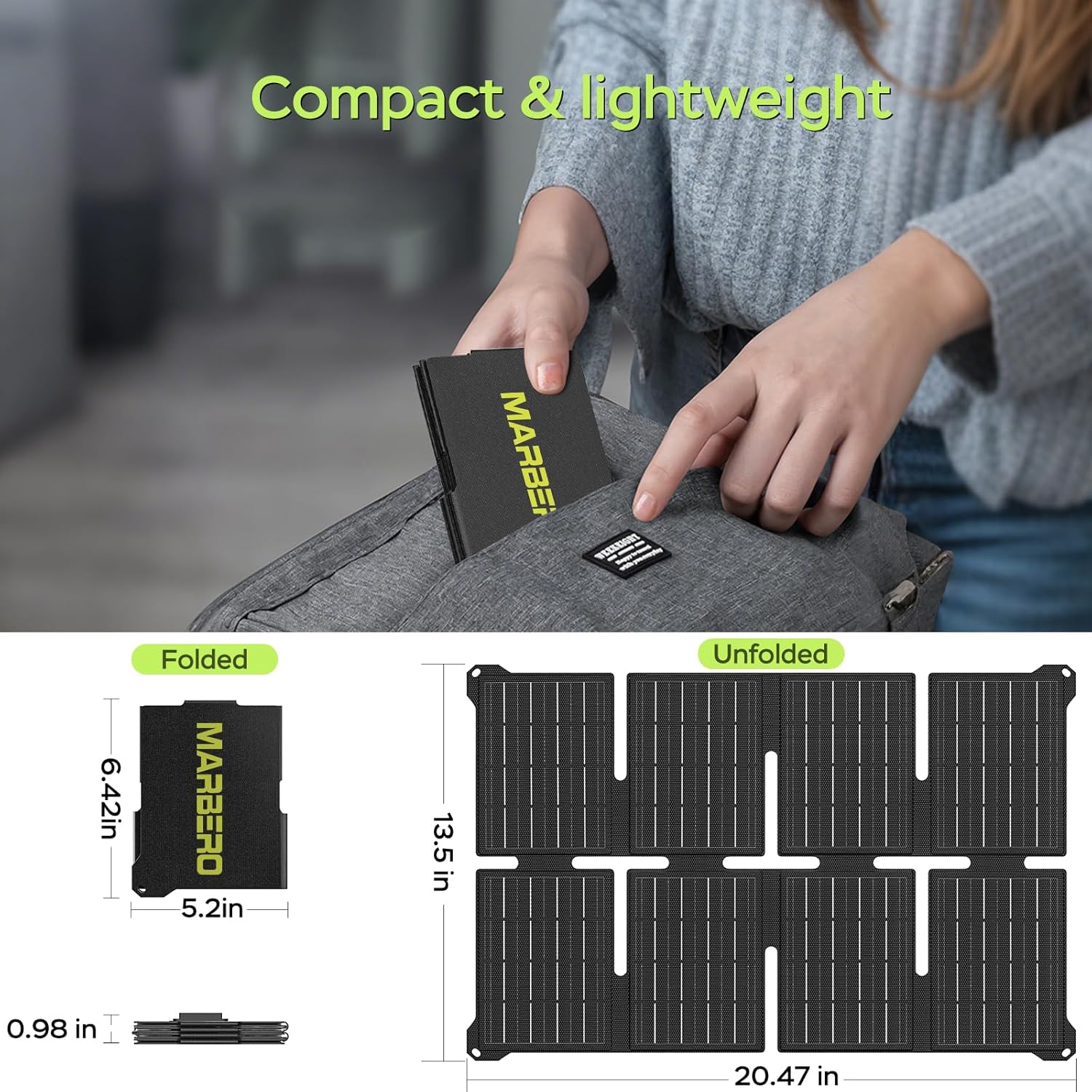 MARBERO 80W Solar Powered Generator with Panels 25W Included, 88.8Wh Lithium Battery Portable Power Station with AC Outlet 120W Peak Fast Charging 110V for Camping Outdoor Home Backup Backup RVs