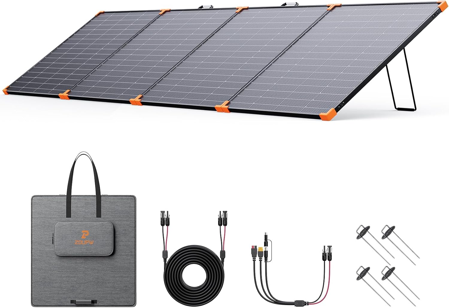 N-Type 16BB 450W Portable Solar Panel,RV Essentials,38V Foldable Solar Charger for Power Station, 25% High Efficiency IP68 Waterproof 4 Reinforced Kickstands for Camping RV Blackout