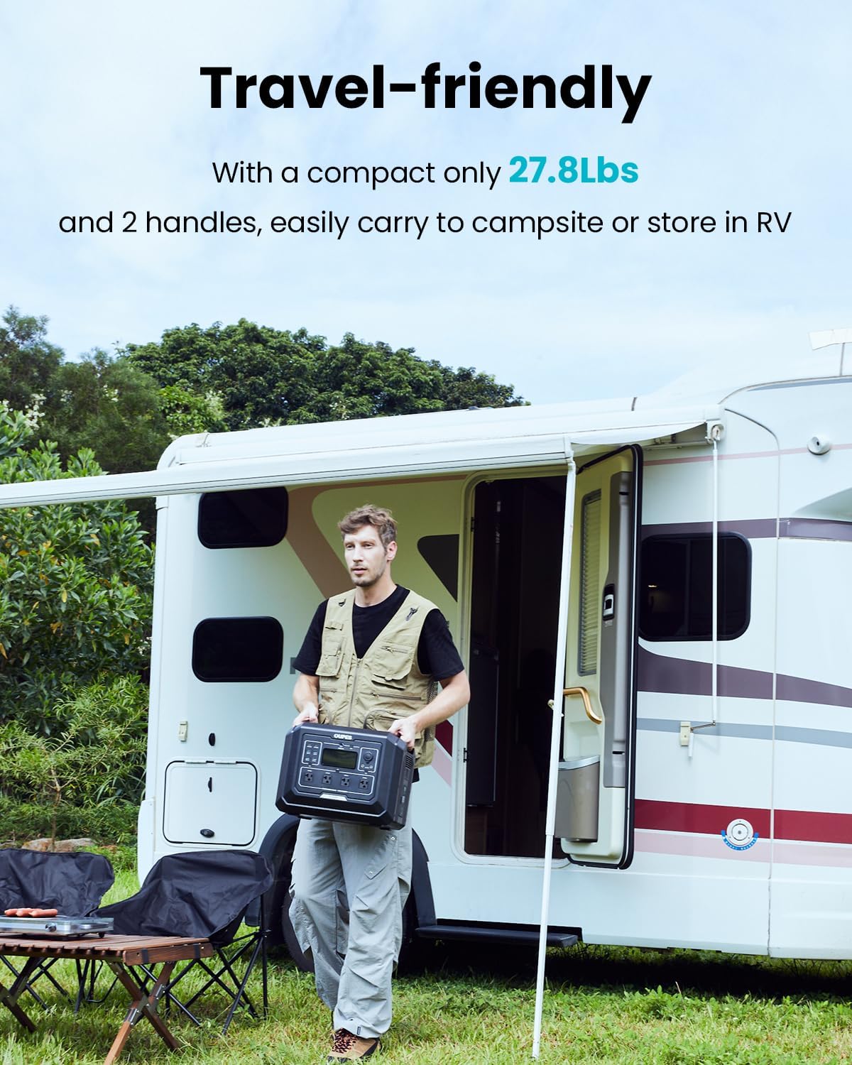 OUPES Mega 1 Portable Power Station, 1024Wh LiFePO4 Battery w/ 4 2000W AC Outlets, Expandable to 5kWh, UPS, Solar Generator for Home Backup Power, Camping  Road Trips (Solar Panel Optional)