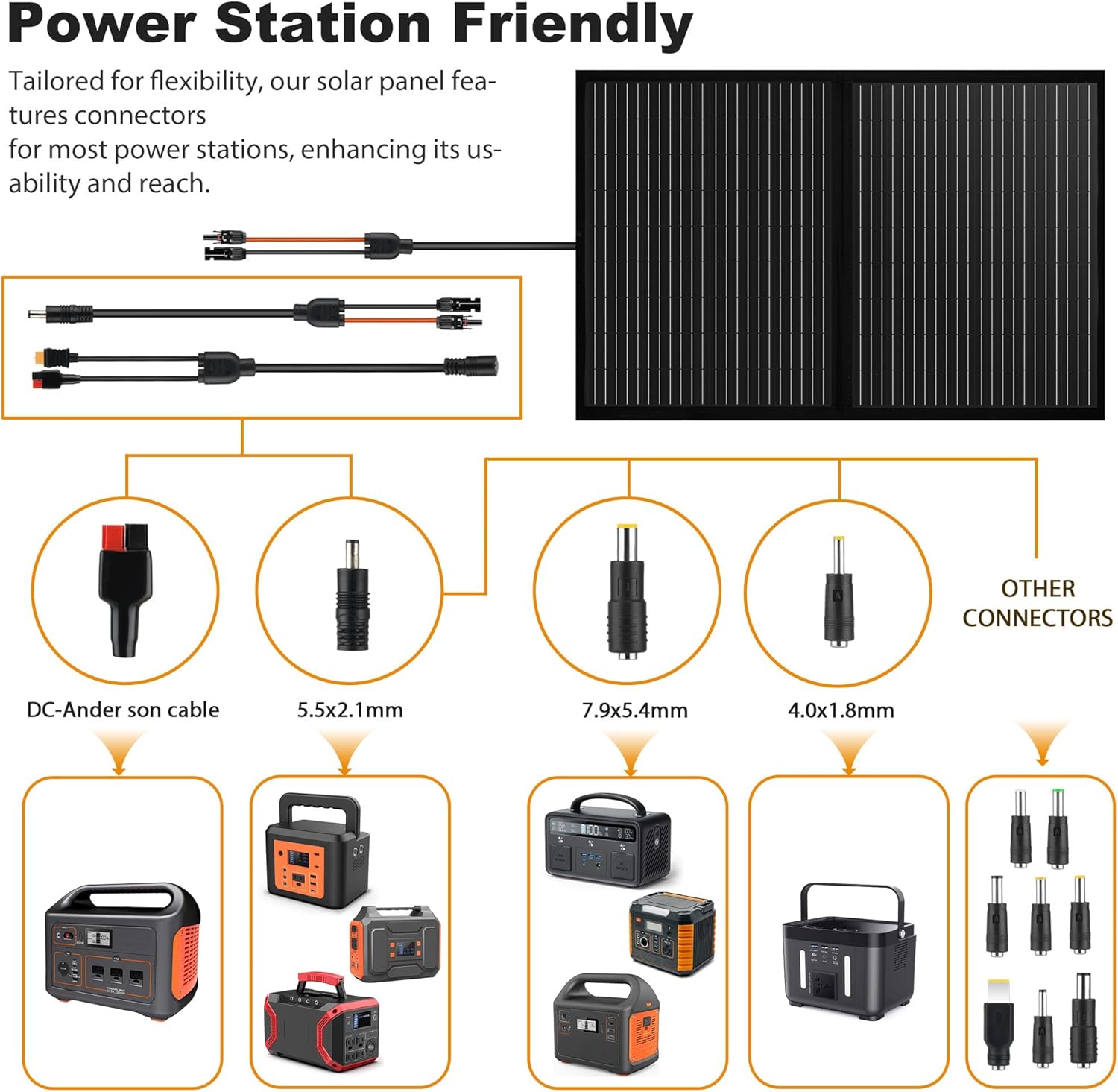 Portable 100 Watt 12V Foldable Solar Panel with Adjustable Kickstands and Waterproof IP65 Design for Power Station, Travel, Outdoor Camping, RVs, and Off-Grid Applications