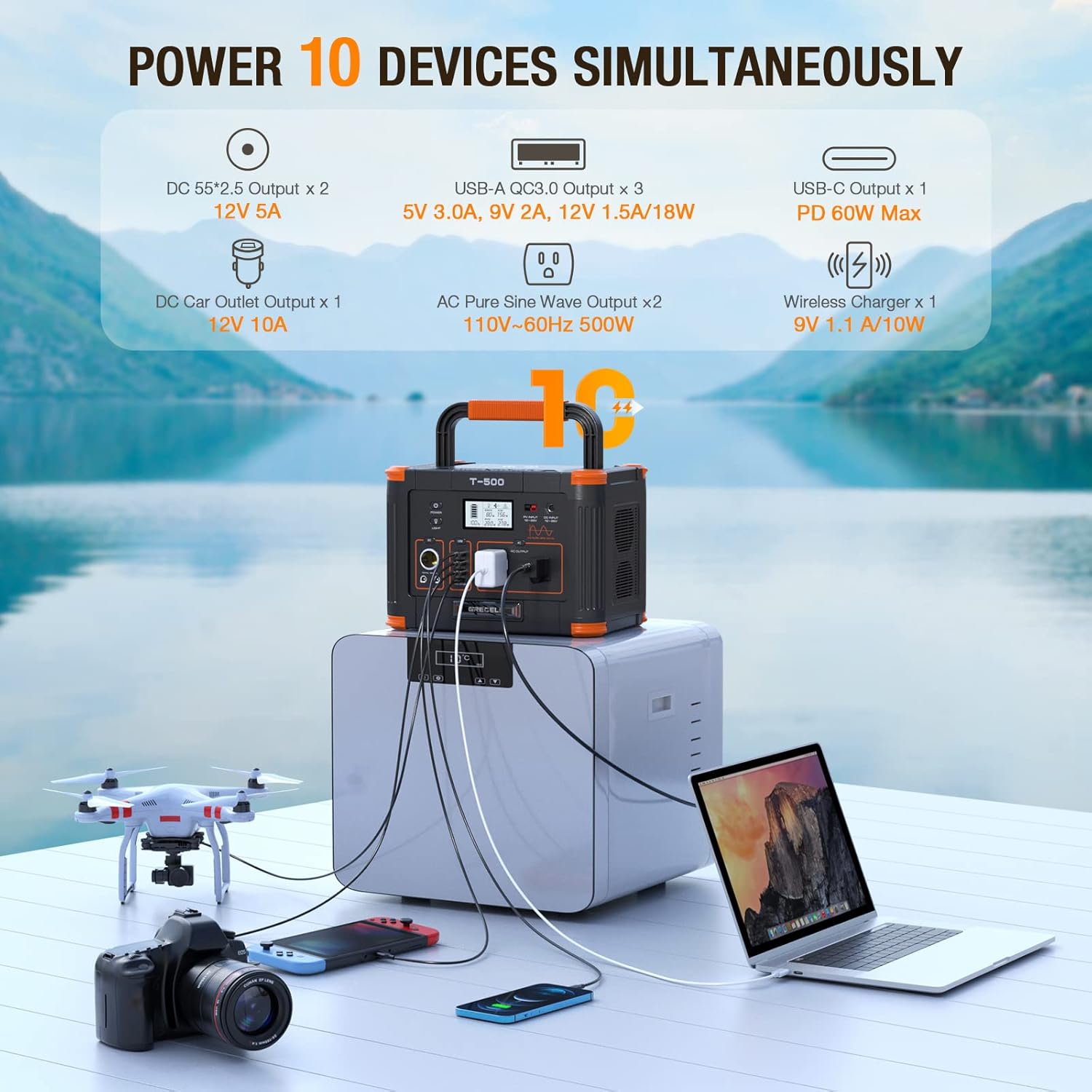 Portable Power Station 300W, GRECELL 230.88Wh Solar Generator with 60W USB-C PD Output, 110V Pure Sine Wave AC Outlet Backup Lithium Battery for Outdoors Camping Travel Home Blackout