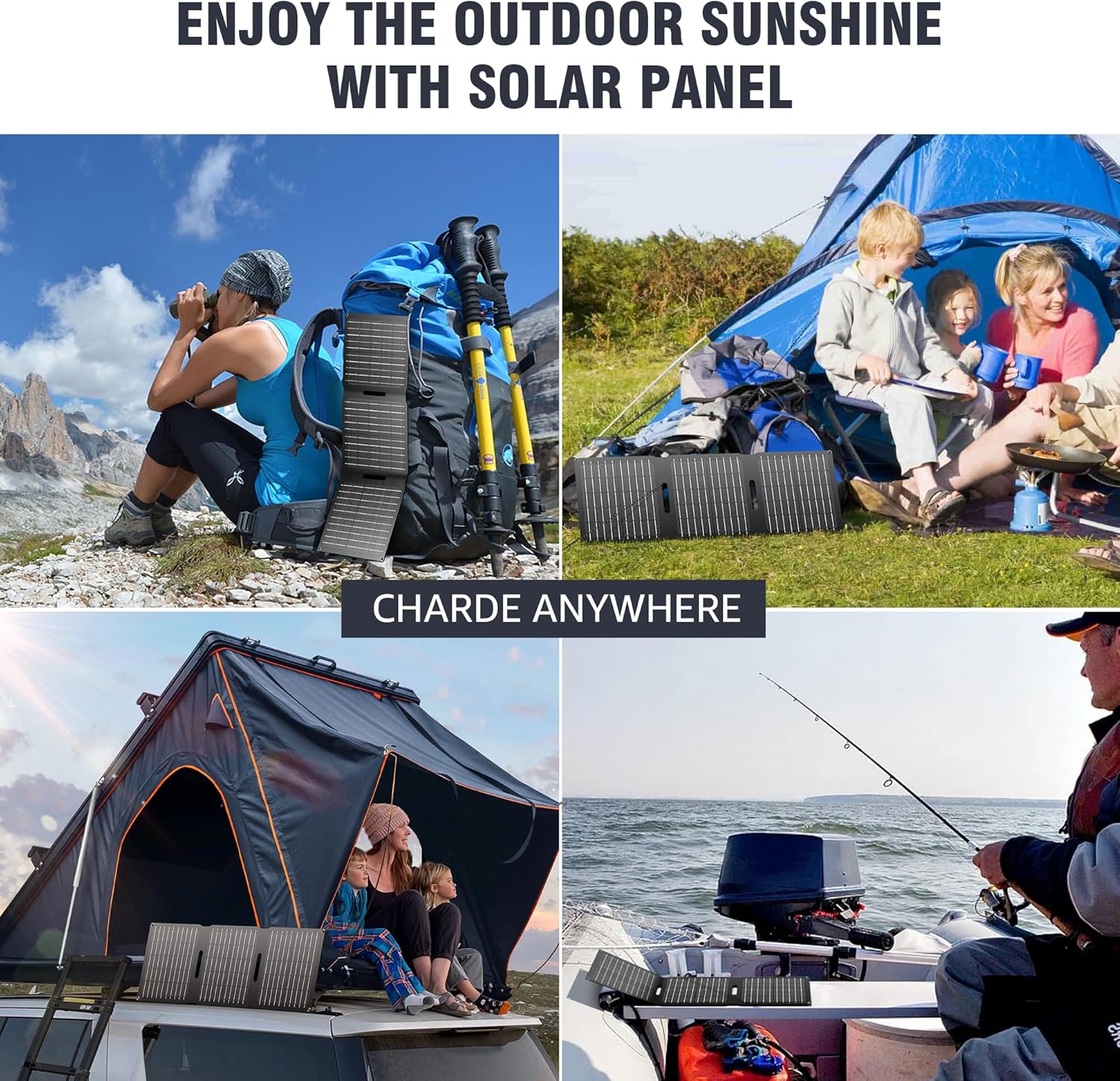 Portable Solar Panel Charger 30W, Foldable Solar Panel Kit with DC/USB C/USB A Output for Power Bank Station Phone Tablet, High Efficiency Waterproof Solar Panel for Camping RV Van Backpacking