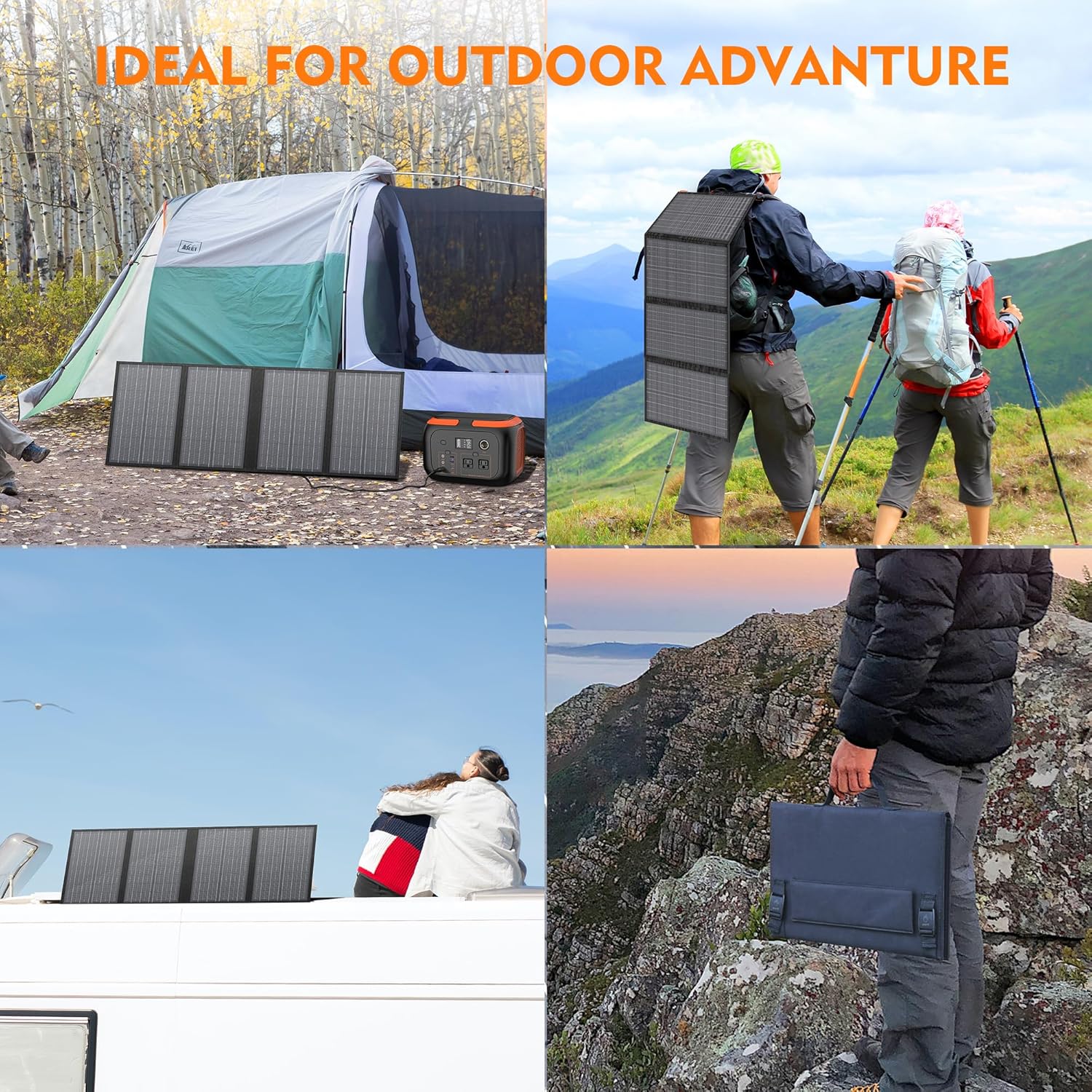 Portable Solar Panel Charger 40W Foldable Solar Panel for Portable Power Station, iPhone, iPad, Laptop, Camping Solar Panels with USB QC 3.0/USB C/18V DC, Solar Panels for Camping Outdoor Van RV Trip