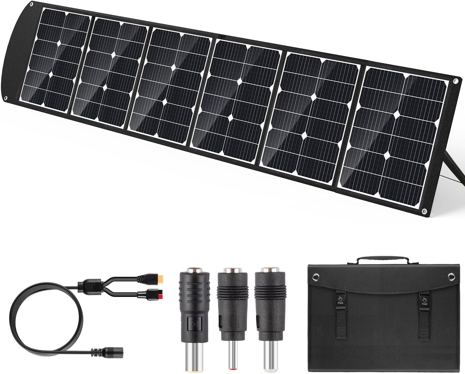 Portable Solar Panels for Power Station: 120w 20v Foldable Solar Charger with USB A/C for Phones Tablets RV - Waterproof Adjustable Kickstand Solar Suitcase for Outdoor Camping Hiking